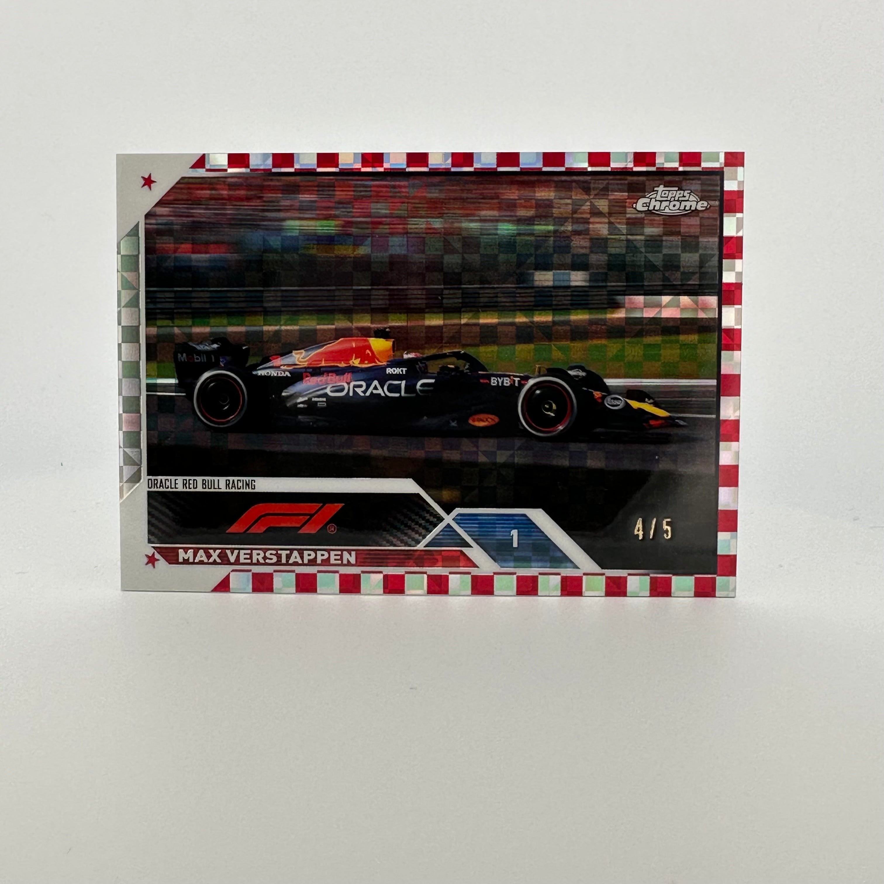 2023 Topps Chrome Max Verstappen #4 Red Checkered Racing Card - Perfect for F1 Collectors, Sports Memorabilia Displays & Racing Enthusiasts