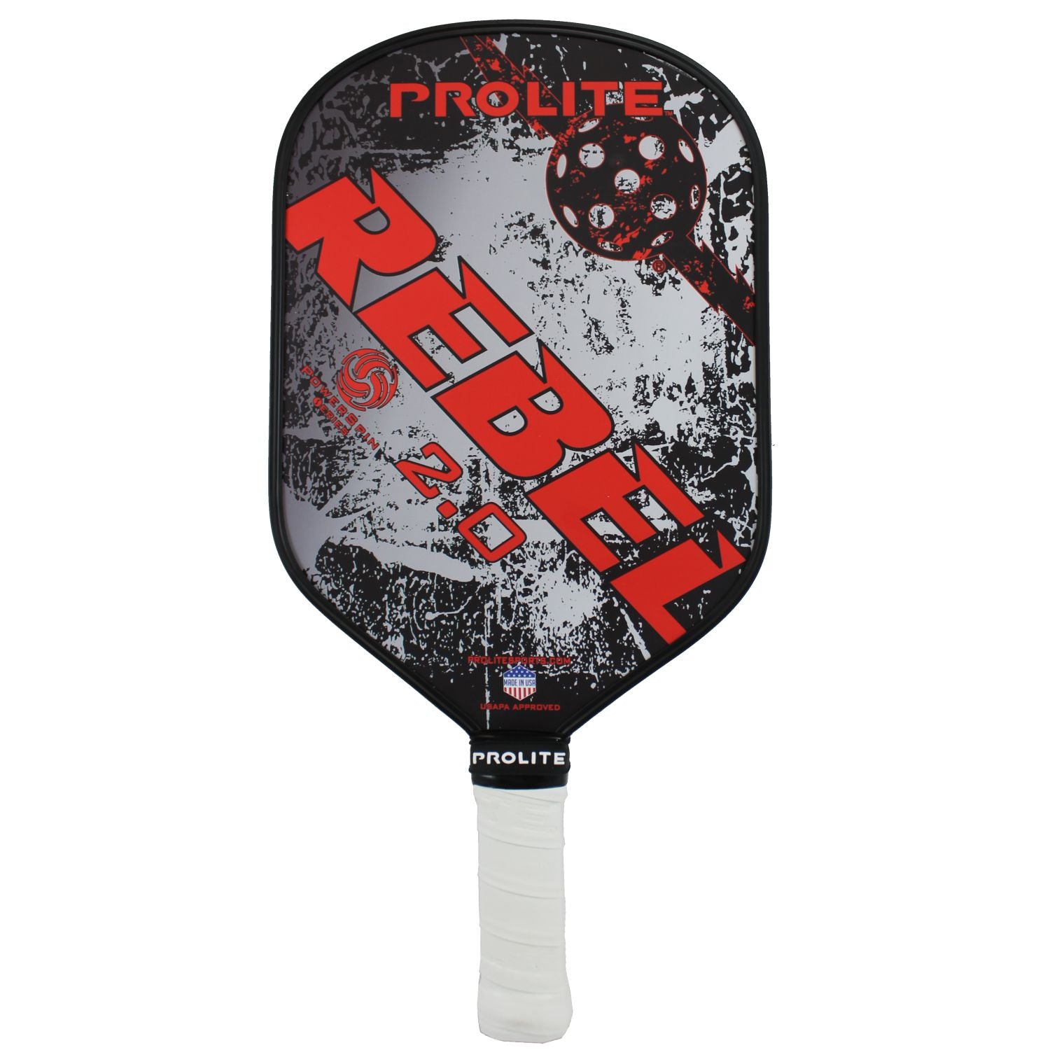 Prolite Rebel Powerspin 2.0 Pickleball Paddle - Premium Carbon Fiber Surface for Spin & Control - Perfect for Tournament Play & Recreational Games
