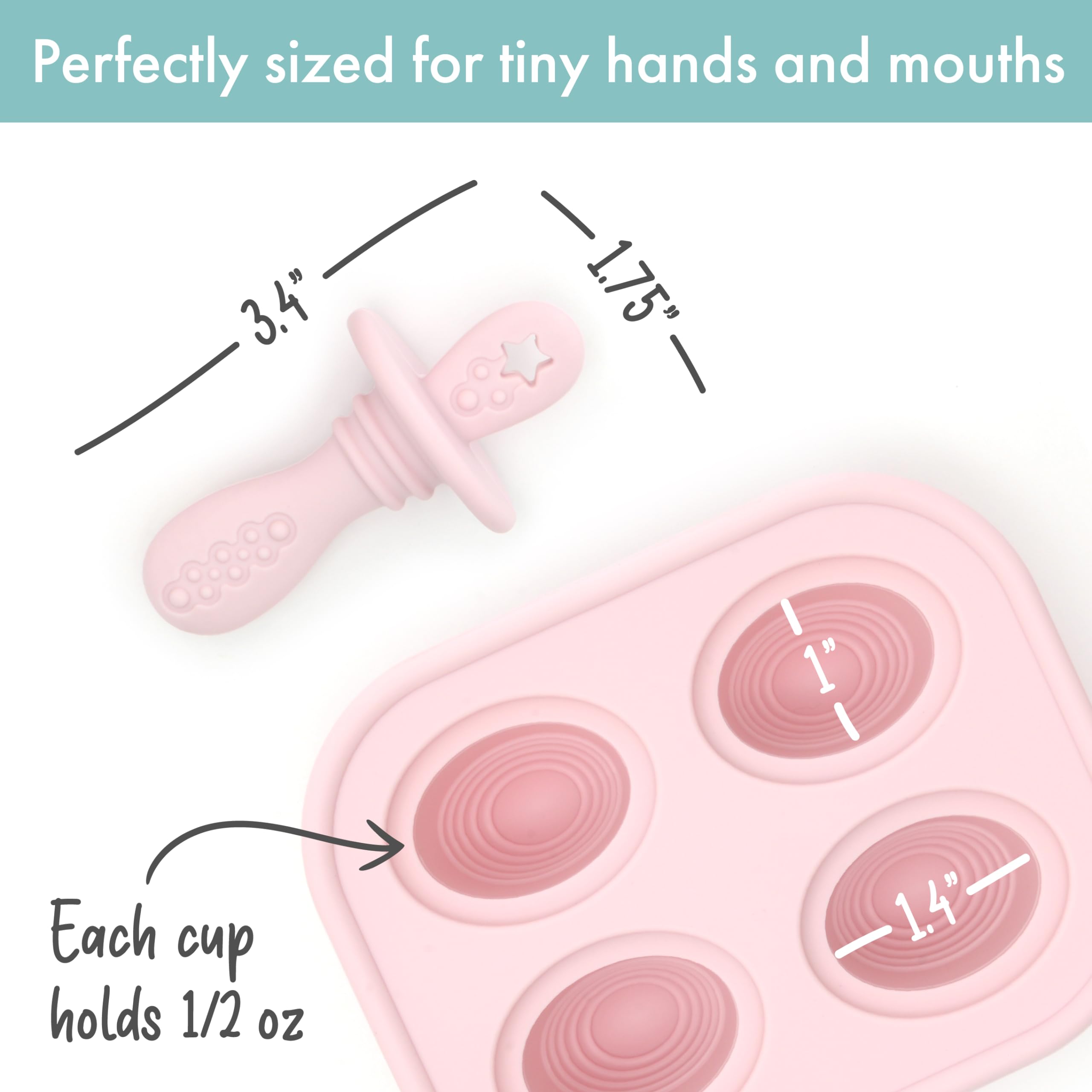 PrimaStella Silicone Baby Popsicle Mold - BPA Free Teething Toy for Infants 4+ Months | Dishwasher Safe | Dusty Rose Color | Perfect for Soothing Sore Gums & Making Healthy Homemade Baby Snacks