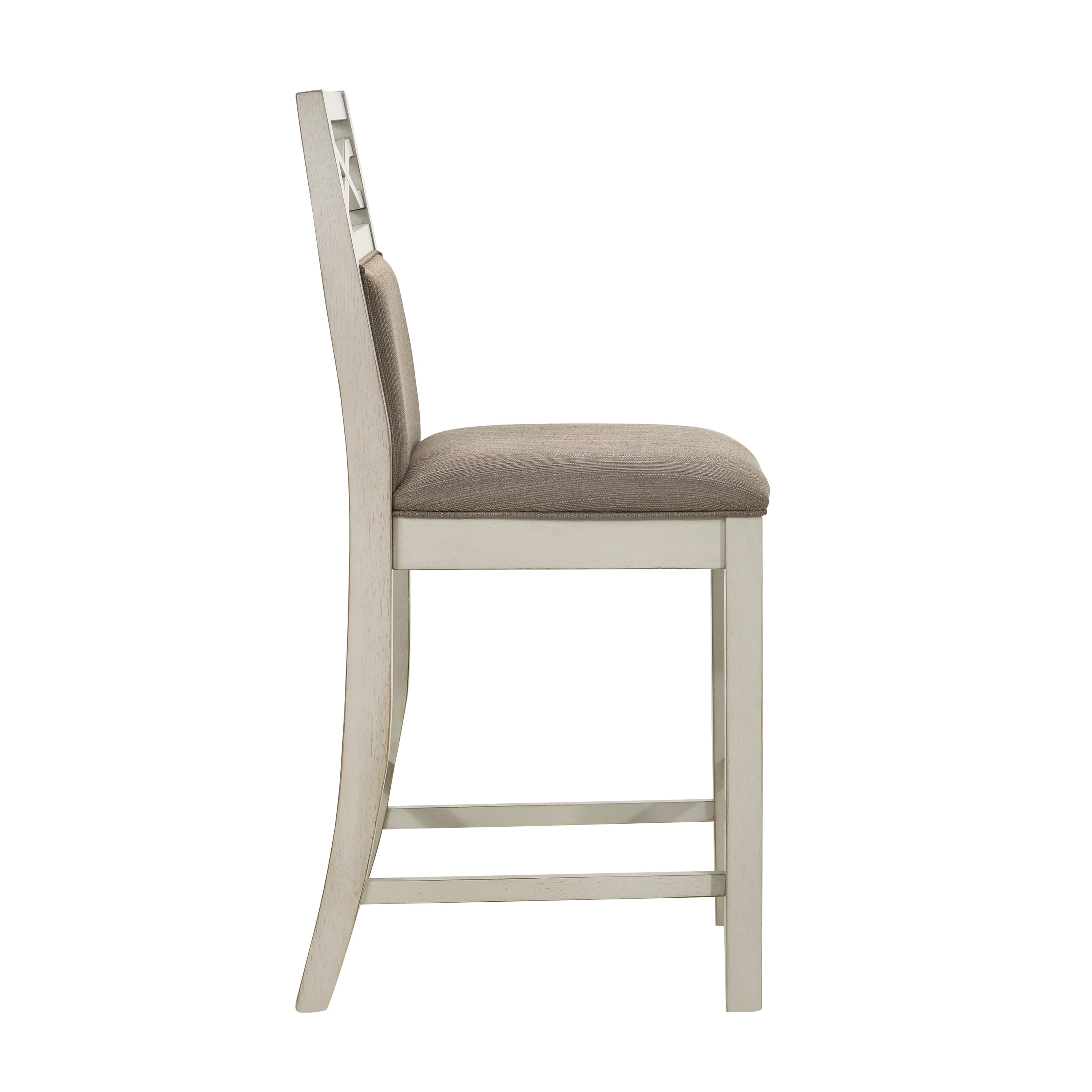 2-Piece Counter Height Chairs Set - Gray Fabric Upholstered Wooden Bar Stools with Back Support, Country Style Kitchen Dining Furniture for Breakfast Nook, Bar Counter & Small Space Decor