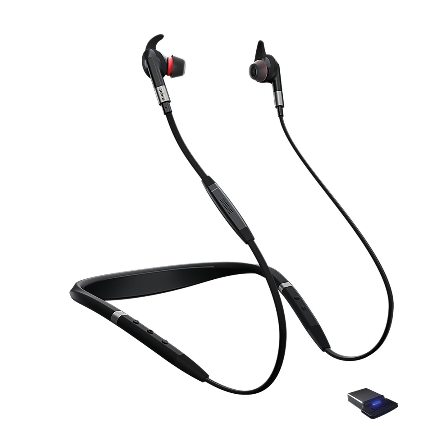 Jabra Evolve 75e MS Optimized Wireless Bluetooth Earbuds - Noise Cancelling In-Ear Headphones with Professional Sound Quality (Renewed) - Perfect for Remote Work, Online Meetings & Office Use