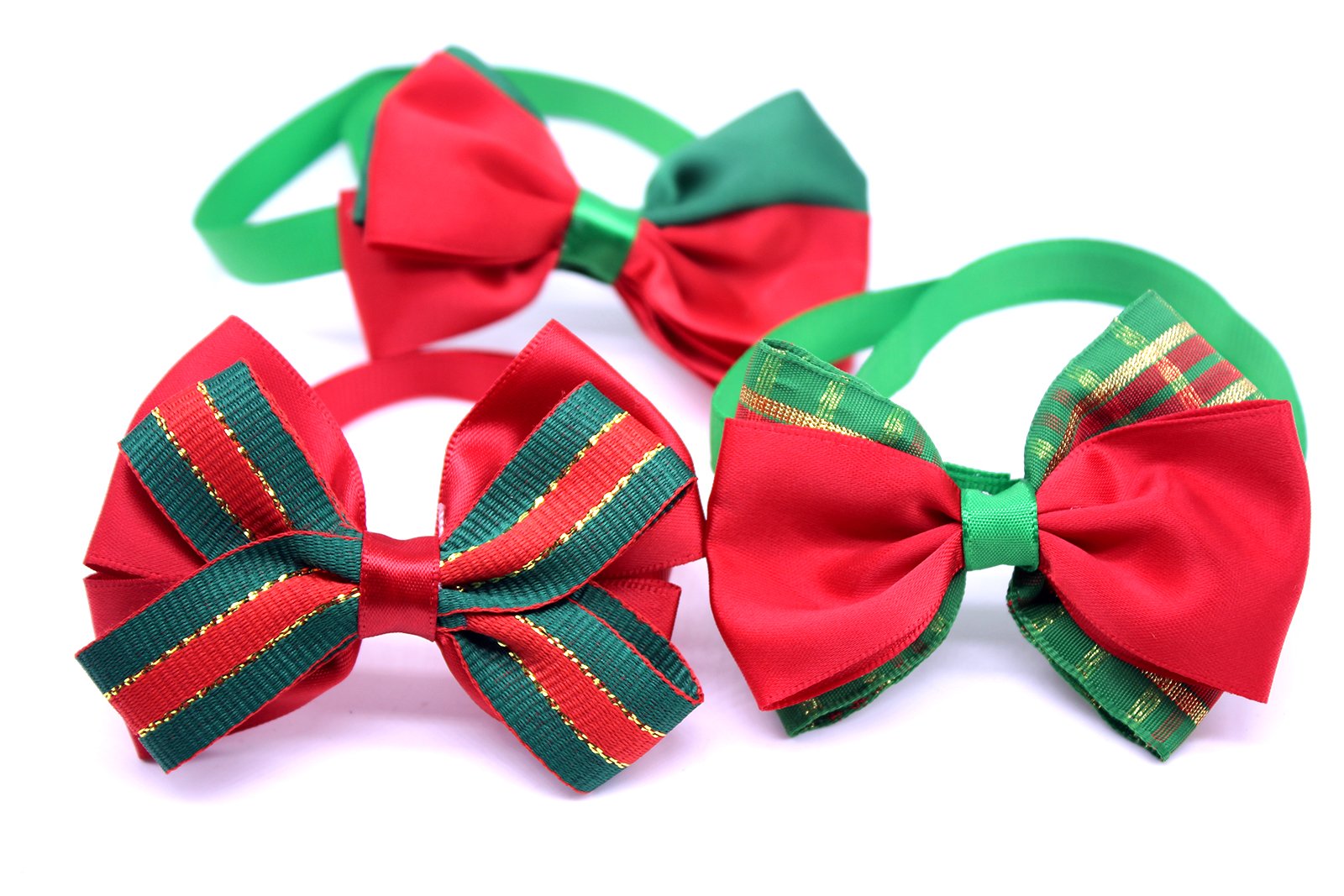 10pcs Festive Christmas Dog Bow Ties - Adjustable Pet Collar Accessories for Small Dogs & Cats | Perfect for Holiday Photos, Parties & Pet Grooming