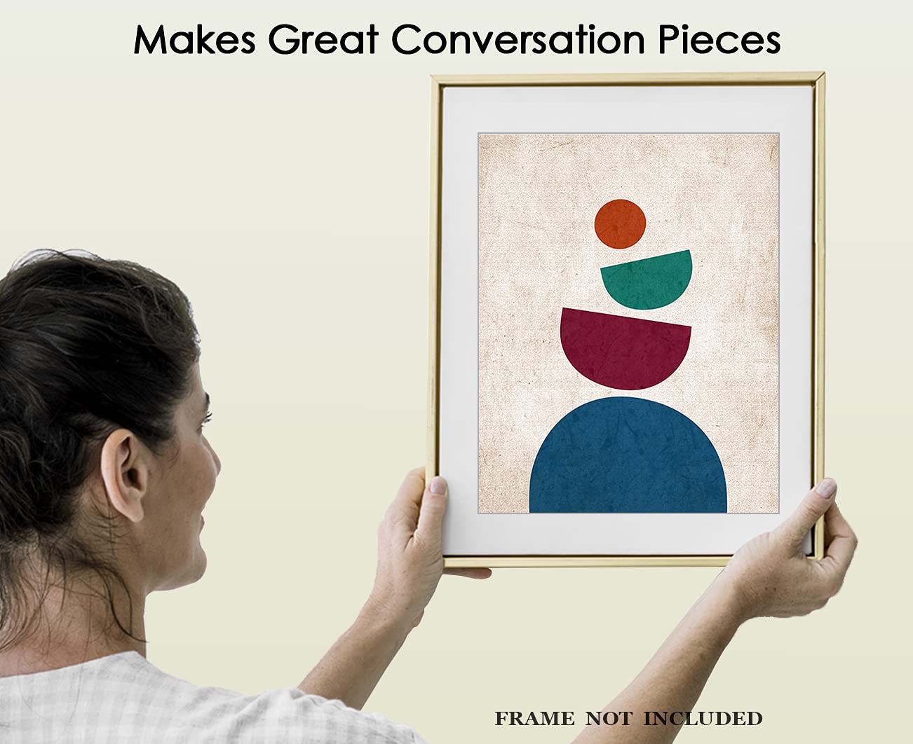 Geometric Balancing Stones Abstract Wall Art - Minimalist Aesthetic Boho Decor for Home Office Bedroom & Living Room - Unframed 8x10 Inch Posters | Perfect for Meditation Spaces, Yoga Studios & Modern Interior Design