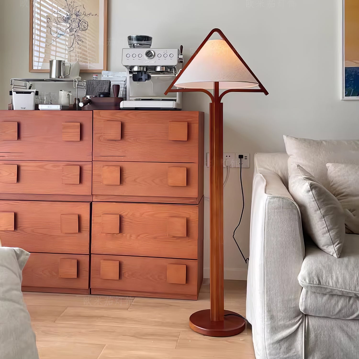 Apex Triangle Shade Floor Lamp - Modern LED Standing Light for Living Room, Bedroom & Office - Adjustable Brightness & Warm White Light - Perfect for Reading, Relaxing & Decorating