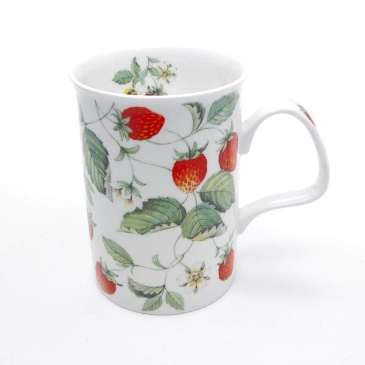 Alpine Strawberry Bone China Coffee Mug Set of 6 - Colorful Fruit Design, Dishwasher & Microwave Safe - Perfect for Breakfast, Office Use & Gift Giving