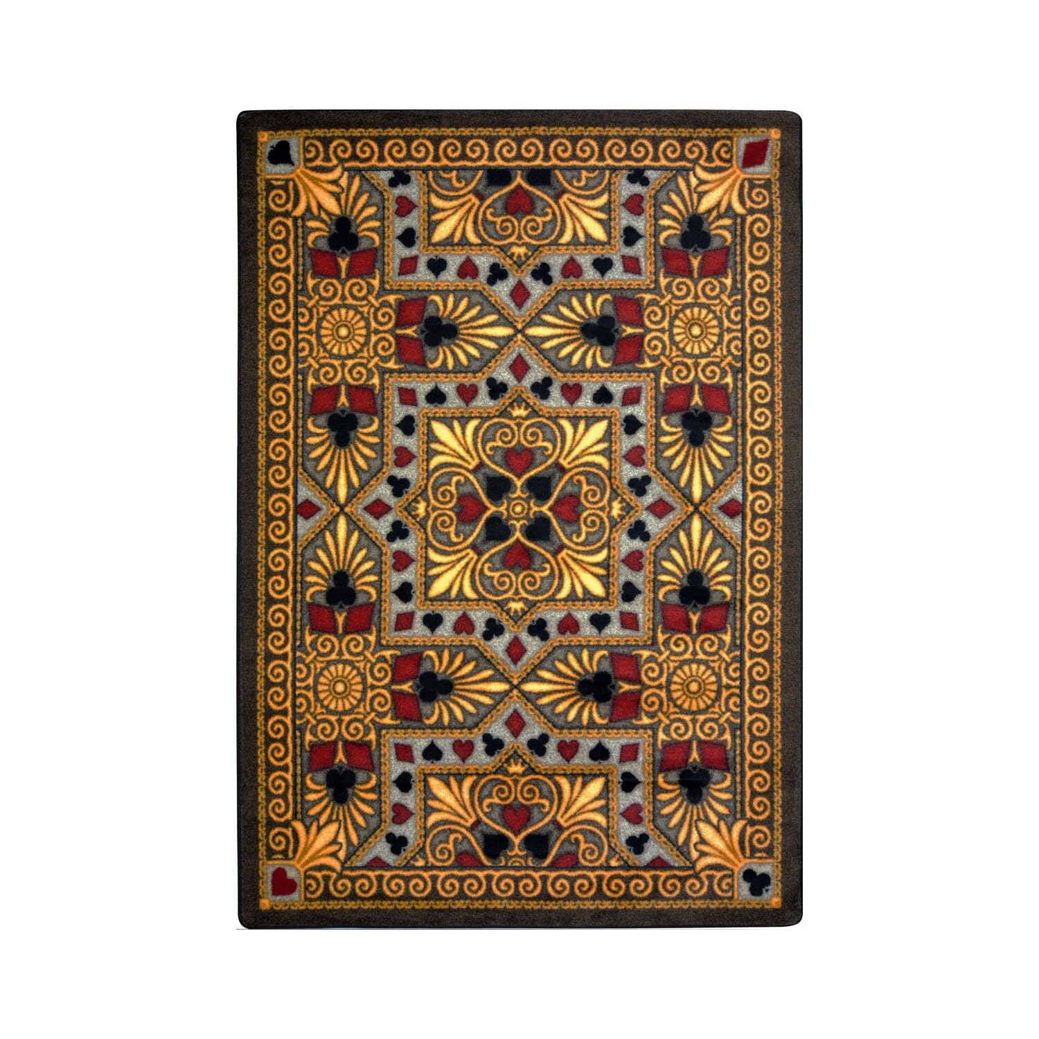 Joy Carpets Games People Play Jackpot Gaming Area Rug in Beige - Perfect for Living Rooms, Game Rooms, and Home Theaters