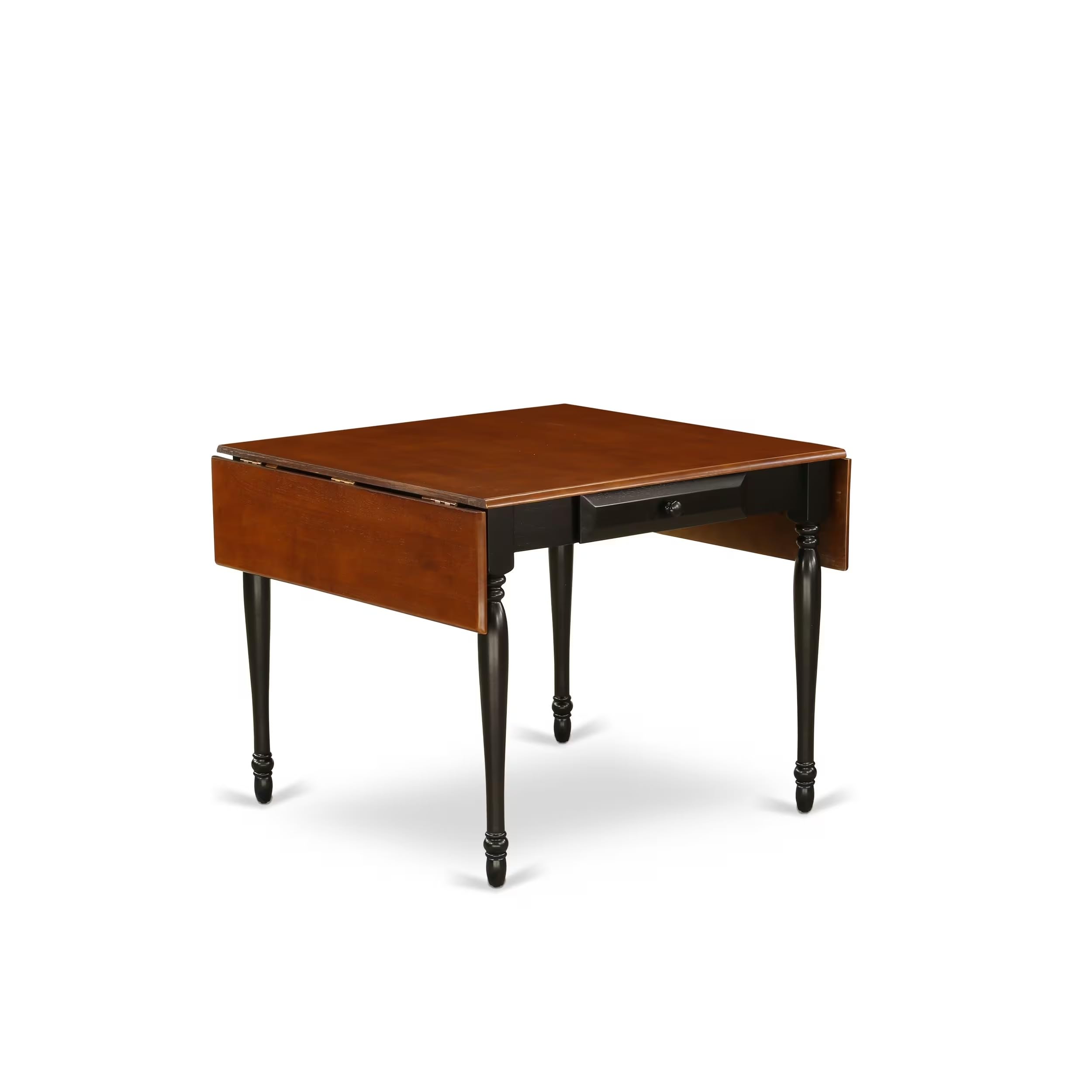 Modern 3-Piece Dining Table Set with Drop-Leaf & 2 Chairs - 36x54 Inch Rectangle Wood Table in Black & Cherry | East West Furniture MZKE3-BCH-W | Perfect for Small Spaces, Apartments & Cozy Kitchens