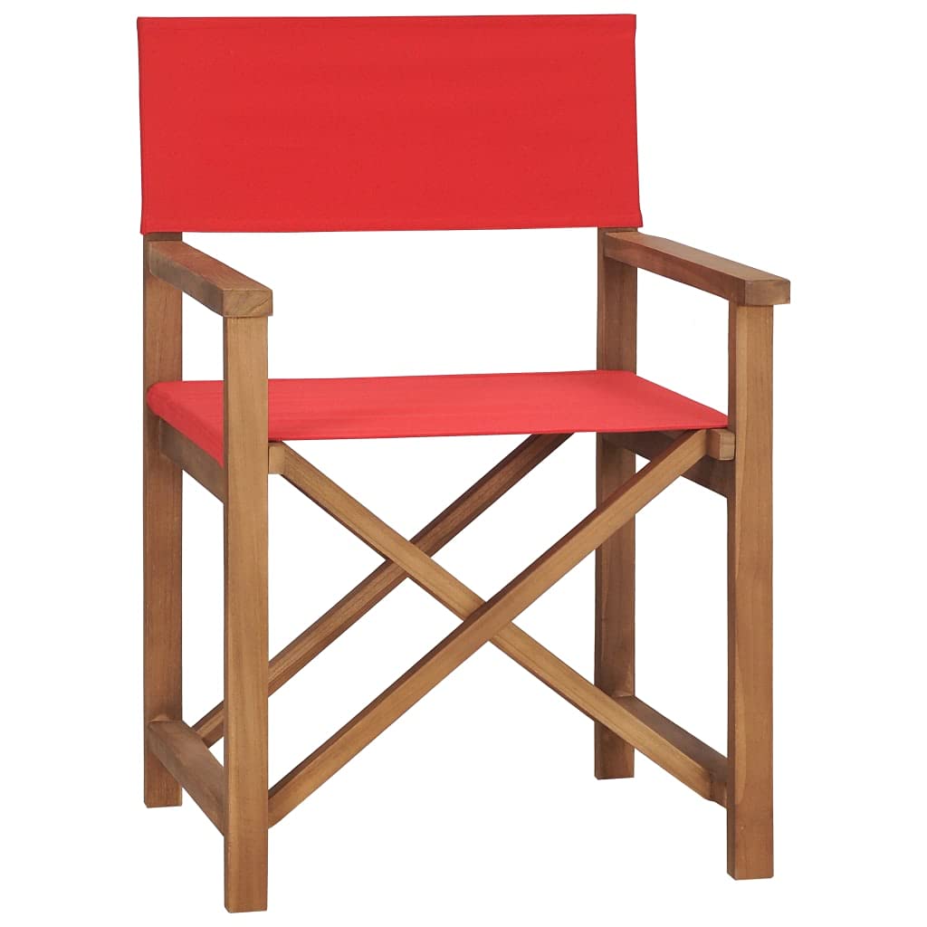 Premium Solid Teak Wood Director's Chair with Red Canvas - Fast Shipping | Perfect for Film Sets, Outdoor Events & Home Theater Seating