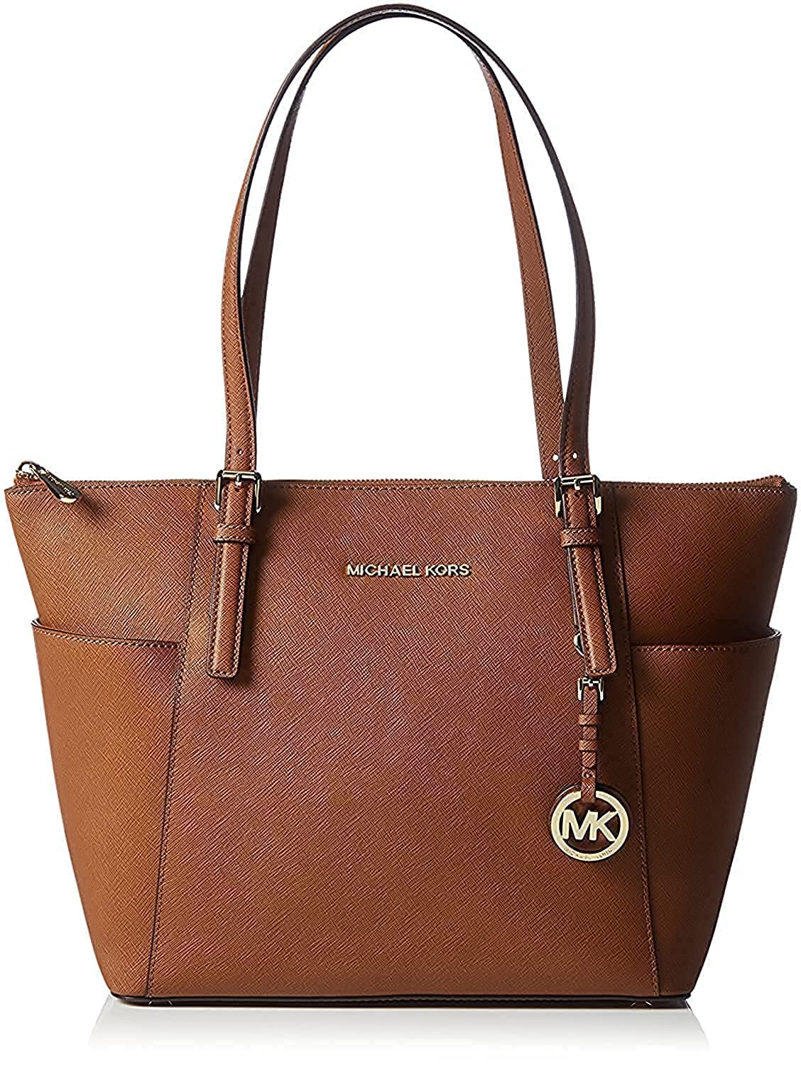 Michael Kors Women's Jet Set East West Trapeze Tote Bag - Stylish Leather Luggage Handbag for Work, Travel & Everyday Use