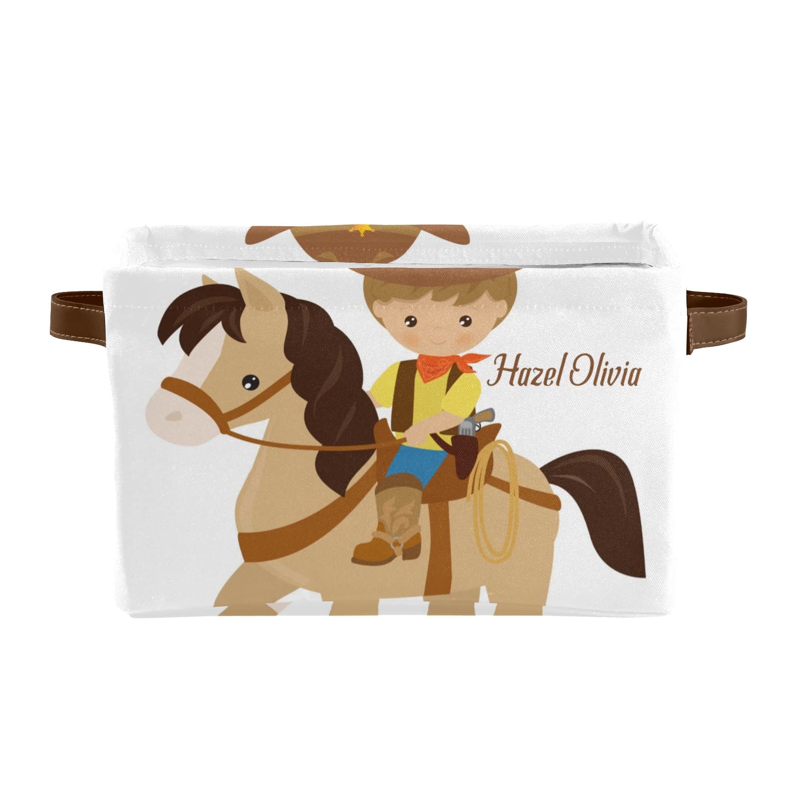 Personalized Western Cowboy & Horse Storage Bins - 2 Pack Custom Organizer Baskets with Handles for Nursery, Toys, Clothes & Home Organization | Perfect for Kids' Rooms, Playrooms & Western-Themed Decor