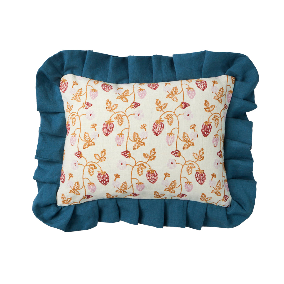 Strawberry Copper Cushion with Frill - Soft and Stylish Home Decor for Living Room, Bedroom, or Nursery