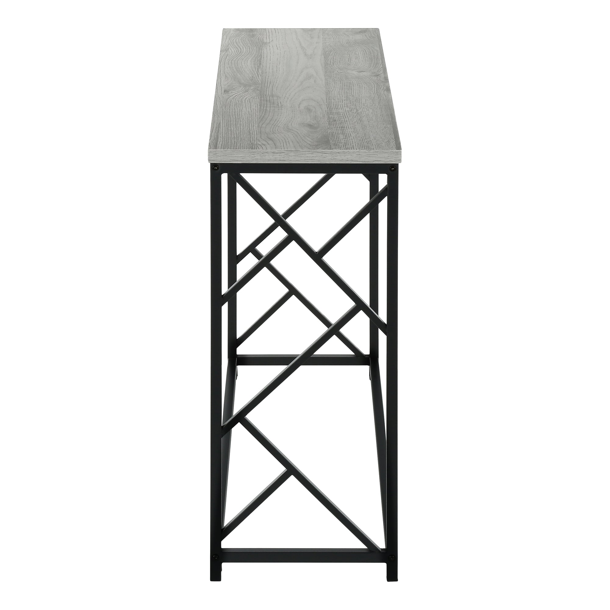 Modern Grey Laminate Accent Table with Sturdy Black Metal Frame - Perfect for Living Room, Bedroom or Office Decor