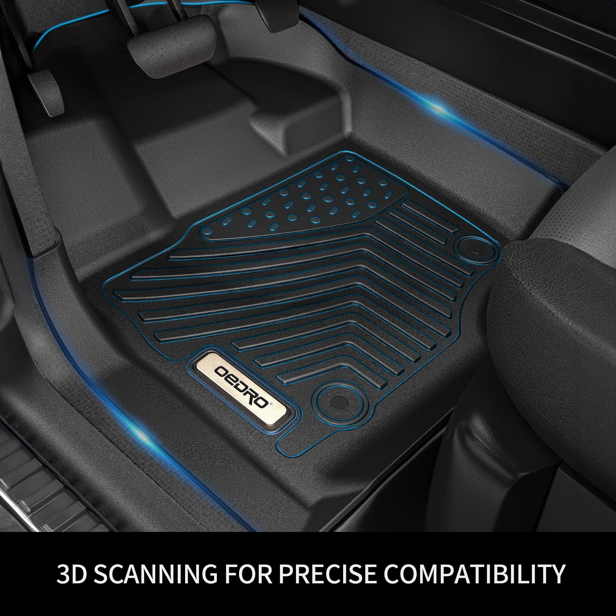 OEDRO All-Weather TPE Floor Mats for 2021-2025 Ford Bronco 4-Door - Heavy Duty Black Car Floor Liners Set (Front & Rear Rows) | Perfect for Off-Roading, Daily Commuting & Extreme Weather Protection
