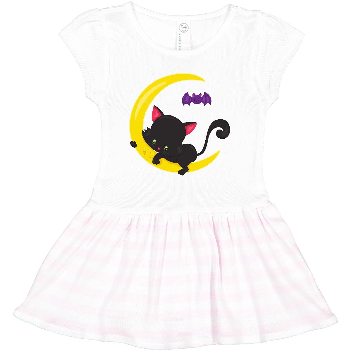 Inktastic Halloween Cat Toddler Dress - Cute Black Cat with Moon and Bat Design for Girls & Boys | Perfect for Halloween Costumes, Trick or Treating & Fall Festivals