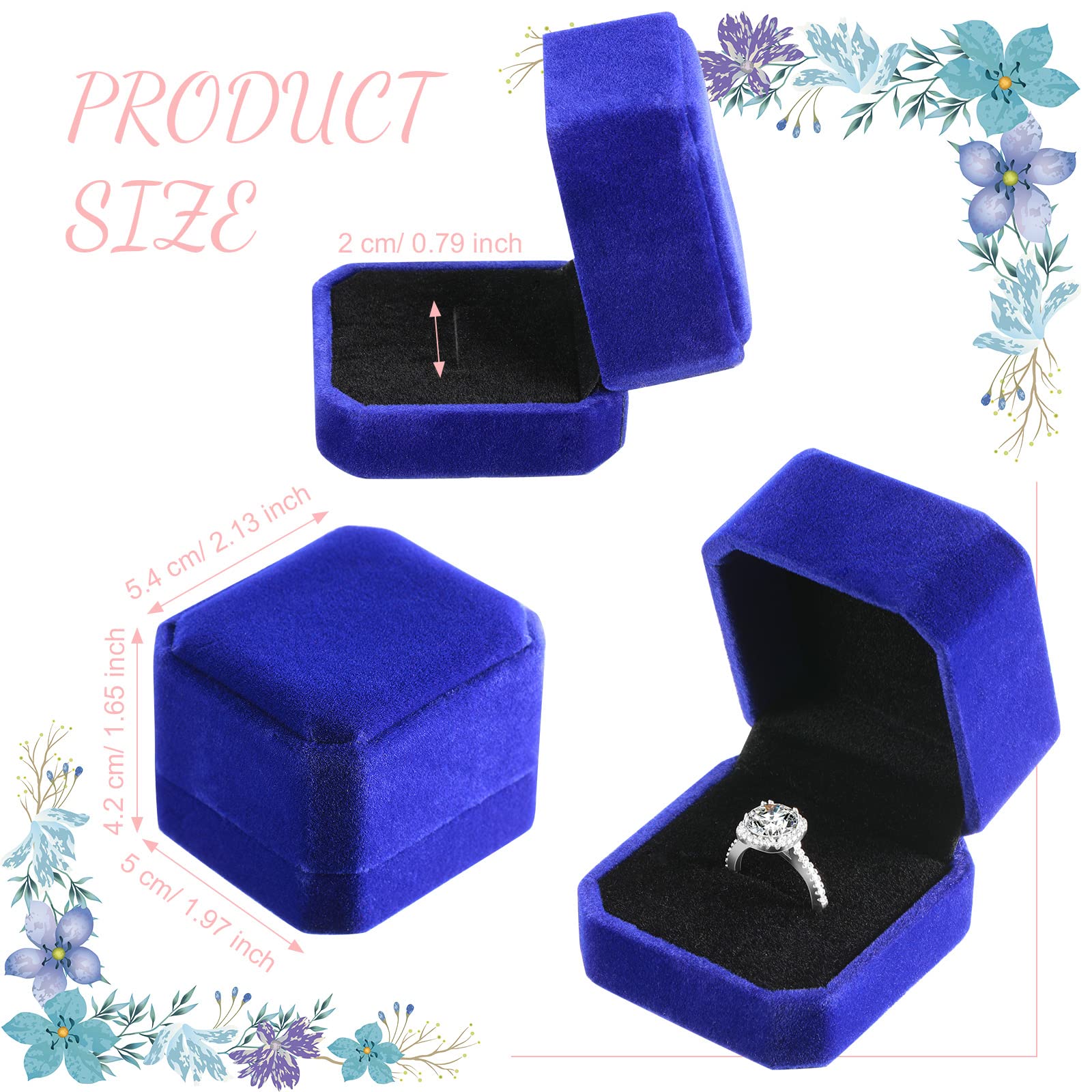 Junkin 24-Piece Velvet Ring Box & Earring Jewelry Display Case - Wedding, Engagement, Birthday, Proposal, Anniversary Gift Box (Blue) - Perfect for Jewelry Storage, Bridal Showers, and Gift Presentation