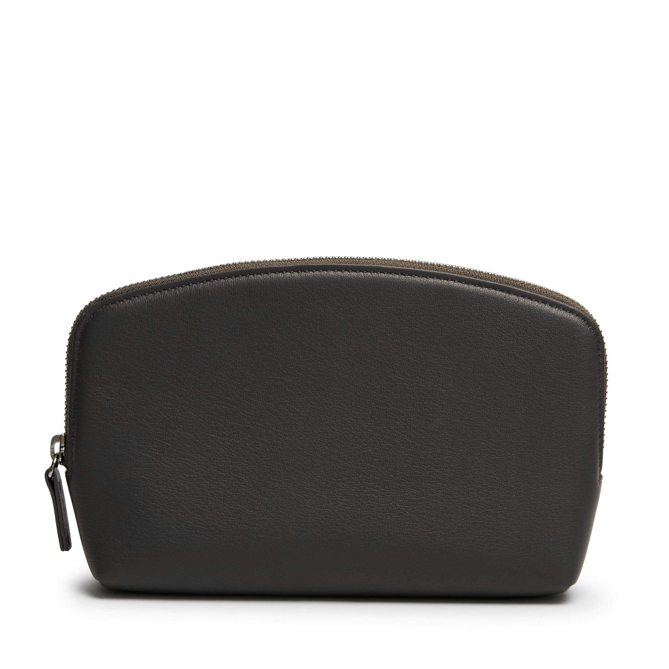Leatherology Black Onyx Medium Makeup Pouch - Women's Cosmetic Bag Organizer for Travel, Gym & Everyday Use | Premium Leather Toiletry Case for Makeup Brushes & Essentials