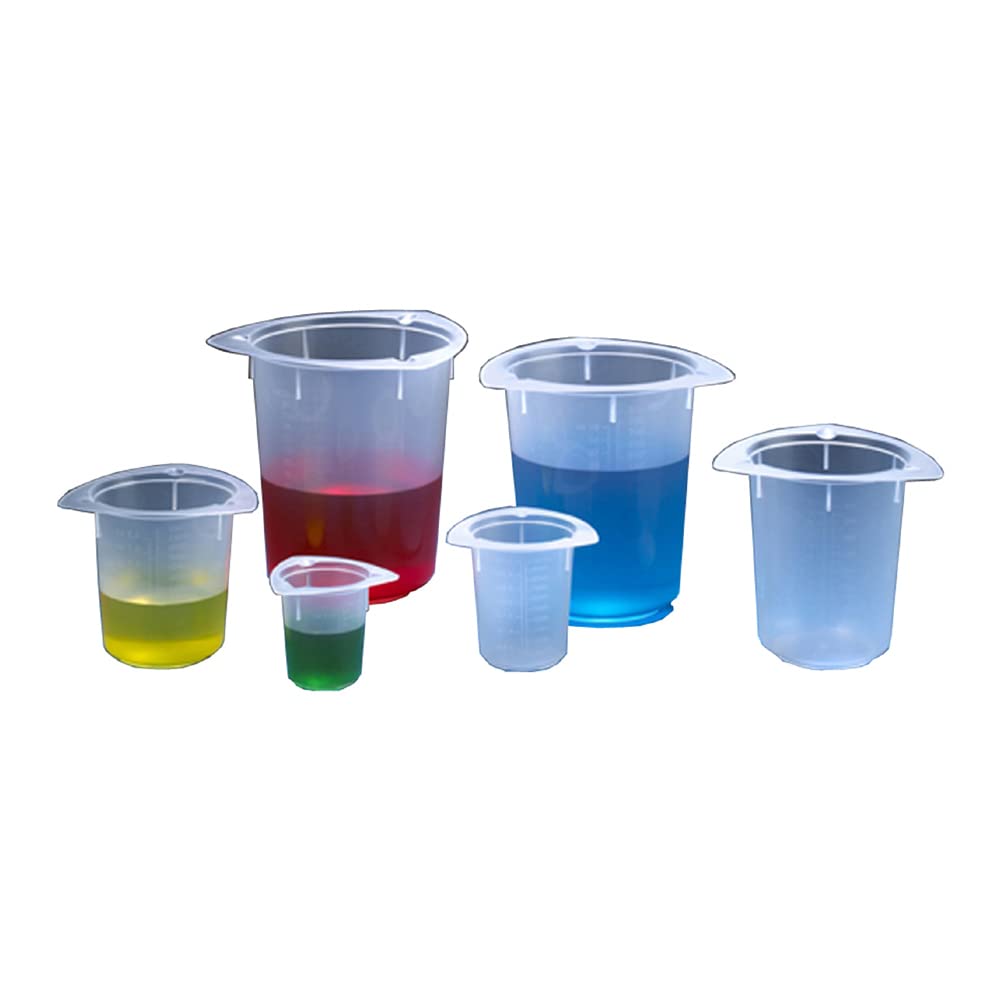 Globe Scientific 3641 100mL Clear Polypropylene Three-Sided Graduated Beaker - Economy Lab Beakers for Chemistry, School Science Experiments & Liquid Measurements (Pack of 100)