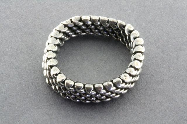 4 Row Sterling Silver Woven Mesh Ring for Women - Elegant Stackable Band Jewelry Gift for Anniversary, Wedding, or Everyday Wear