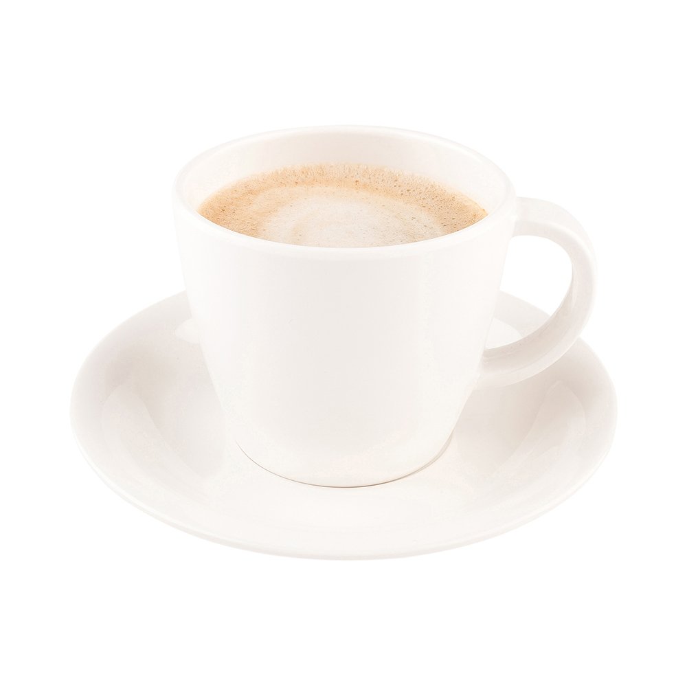 Voga 10oz Tea & Coffee Cups with Saucers - Premium White Melamine Set (10-Pack) | Dishwasher Safe for Lattes, Mochas & Teas | Perfect for Home, Cafe & Restaurant Use
