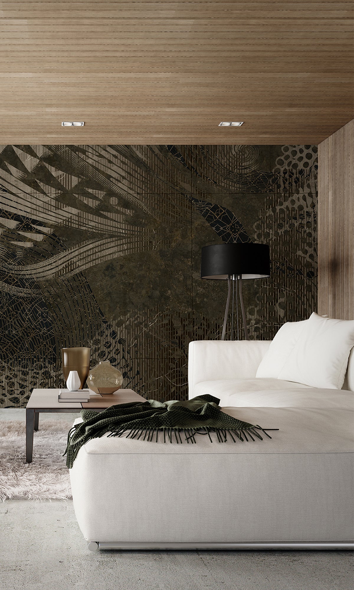 Charcoal Flowing Abstract Mosaic Mural Wallpaper M2603 - Modern Peel and Stick Wall Decor for Living Room, Bedroom, or Office - Easy to Install Removable Sample