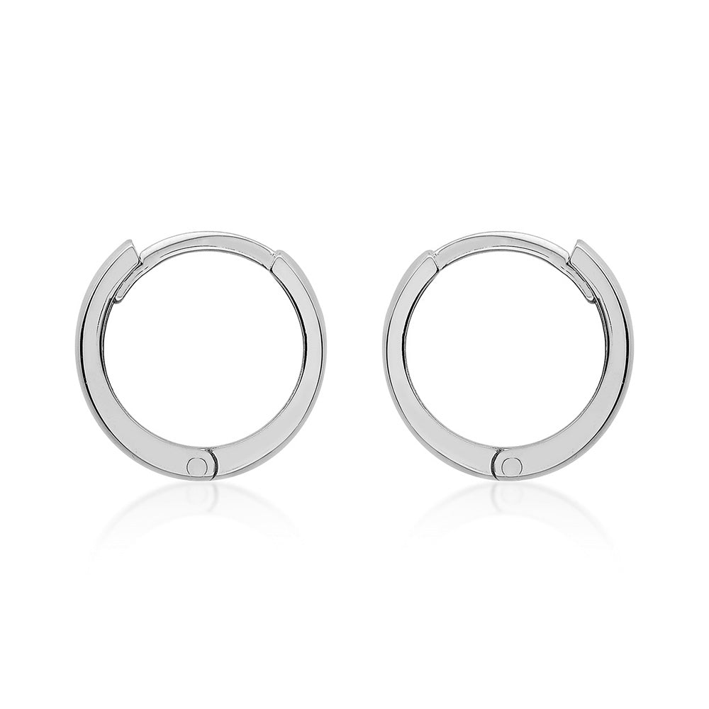9ct White Gold Polished 8mm Huggy Hoop Earrings for Women - Elegant Everyday Jewelry for Work, Date Night & Special Occasions