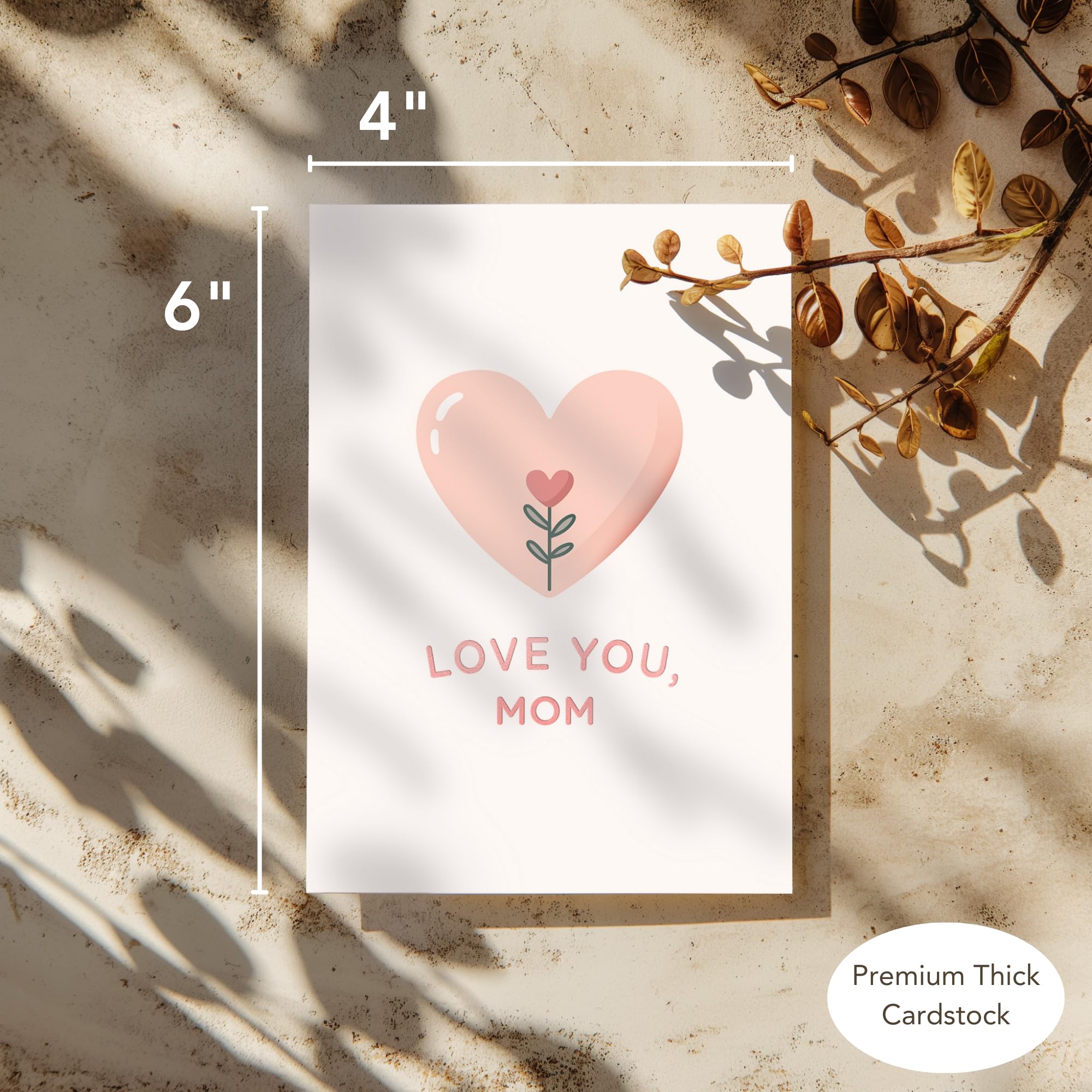 Elegant Rose Gold Mother's Day Card with Envelope - Perfect for Gifting