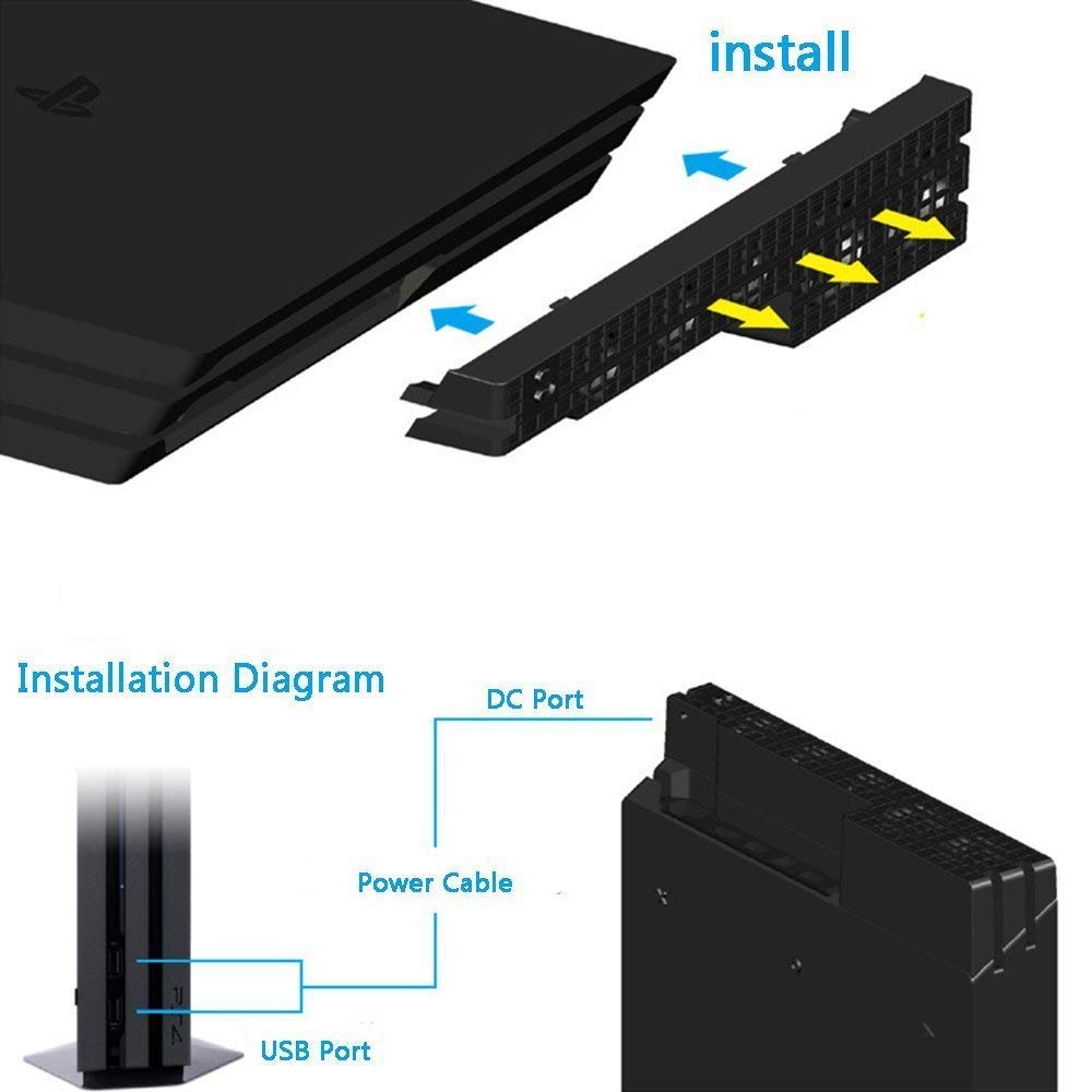 VOIMAKAS PS4 Pro Cooling Fan with 5 Turbo Fans - USB External Cooler for Sony PlayStation 4 Pro Console - Auto Air Circulation Cooling System (Not Compatible with PS4/PS4 Slim) - Perfect for Long Gaming Sessions & Overheating Protection