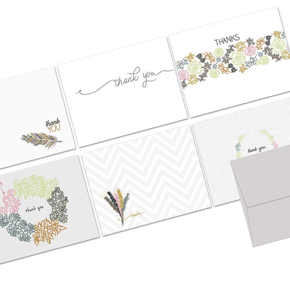 36 Pack Thank You Cards with Gray Envelopes - Blank Inside, Glossy Finish, Embellished Design | Perfect for Greetings, Birthdays, Gifts & Special Occasions | Elegant Note Cards for Weddings, Baby Showers & Business Appreciation