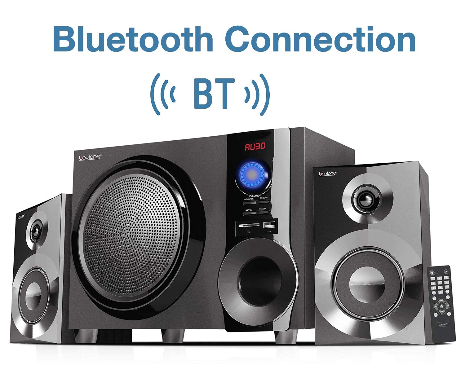 Boytone 60W Portable Bluetooth Speaker with Deep Bass, FM Radio, Remote Control - Wireless Speaker for iPhone, Android, Laptop, PC, Outdoor Parties, Camping & Home Use
