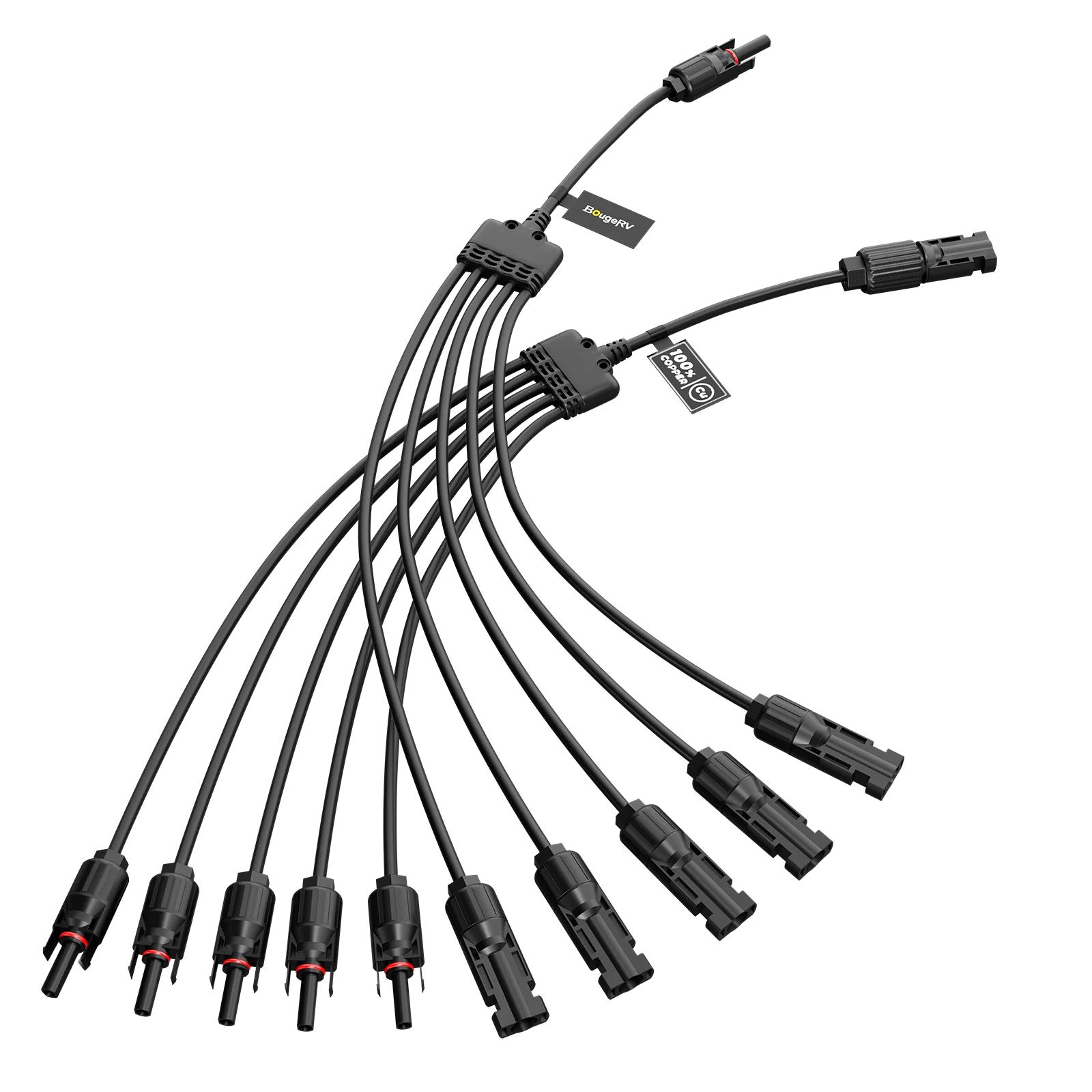 BougeRV 1 to 5 Solar Panel Parallel Connectors - High Efficiency Solar Cable Wire for RV, Boat, Off-Grid & Home Solar Systems - Weatherproof & Durable Solar Panel Accessories