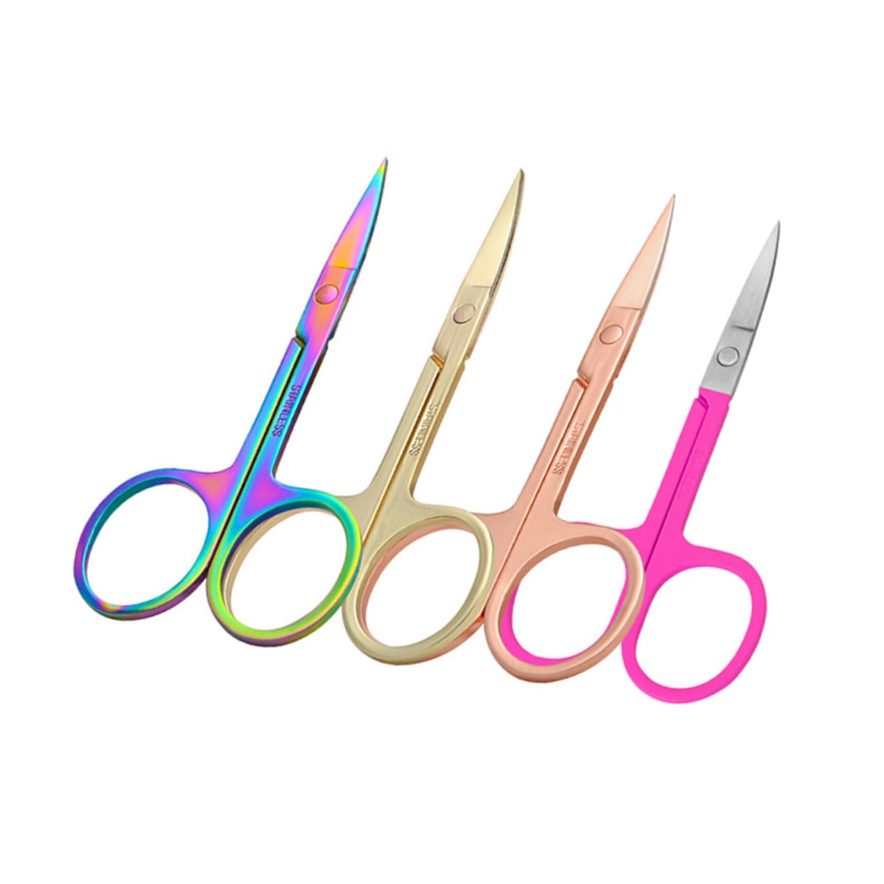 Hemoton 4-Piece Nose Hair & Eyebrow Scissors Set - Professional Stainless Steel Beauty Grooming Scissors for Men & Women - Perfect for Eyebrow Trimming, Nose Hair Removal, and Makeup Application