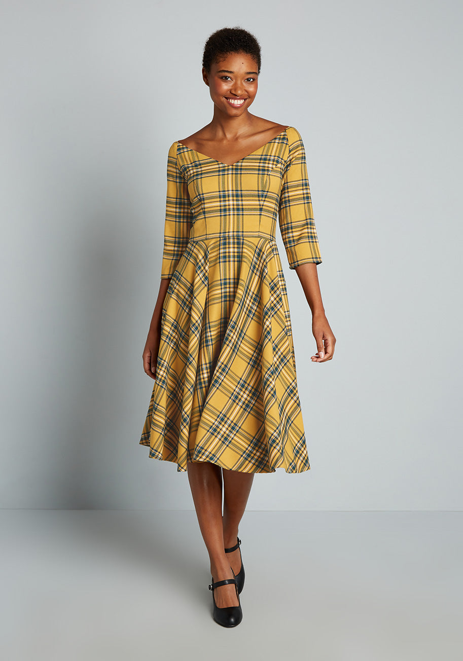 Vintage Style Swing Dress - 1950s Retro Rockabilly Jukebox Jive Party Dress for Women | Perfect for Swing Dancing, Cocktail Parties & Rock n' Roll Events