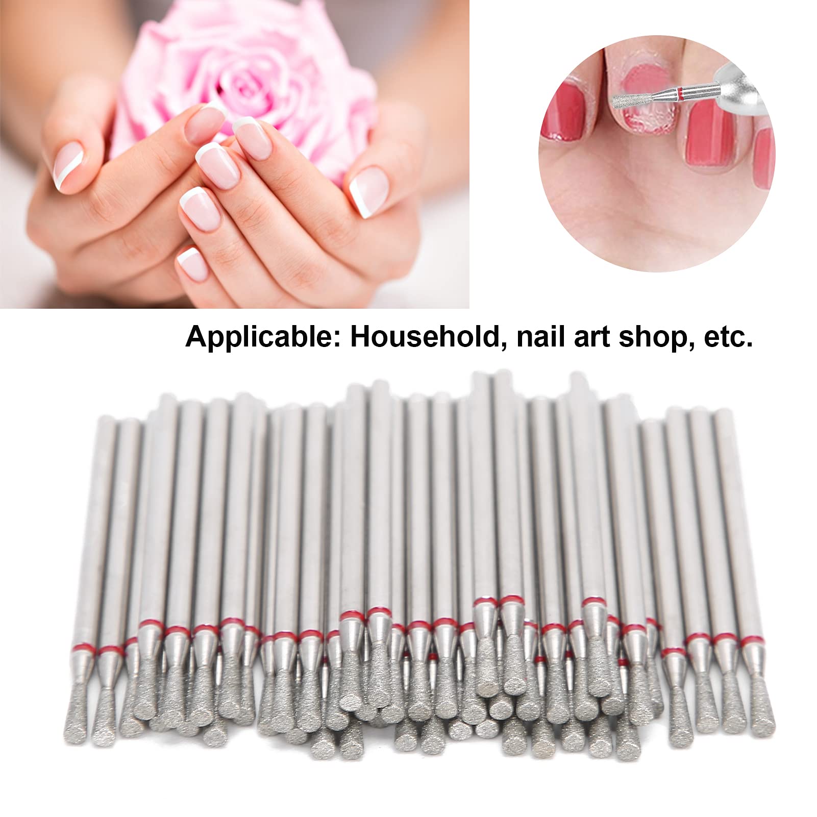 50pcs Inverted Cone Nail Drill Bits Set - Professional Nail Polishing & Grinding Heads for Manicure, Dead Skin Removal & Cuticle Care | Perfect for Nail Art, Salon & Home Use