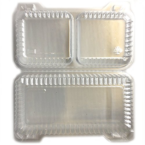 2-Cell Hinged Shallow Food Storage Container - 6 Pack | Perfect for Lunch Boxes, Meal Prep & Snack Organization