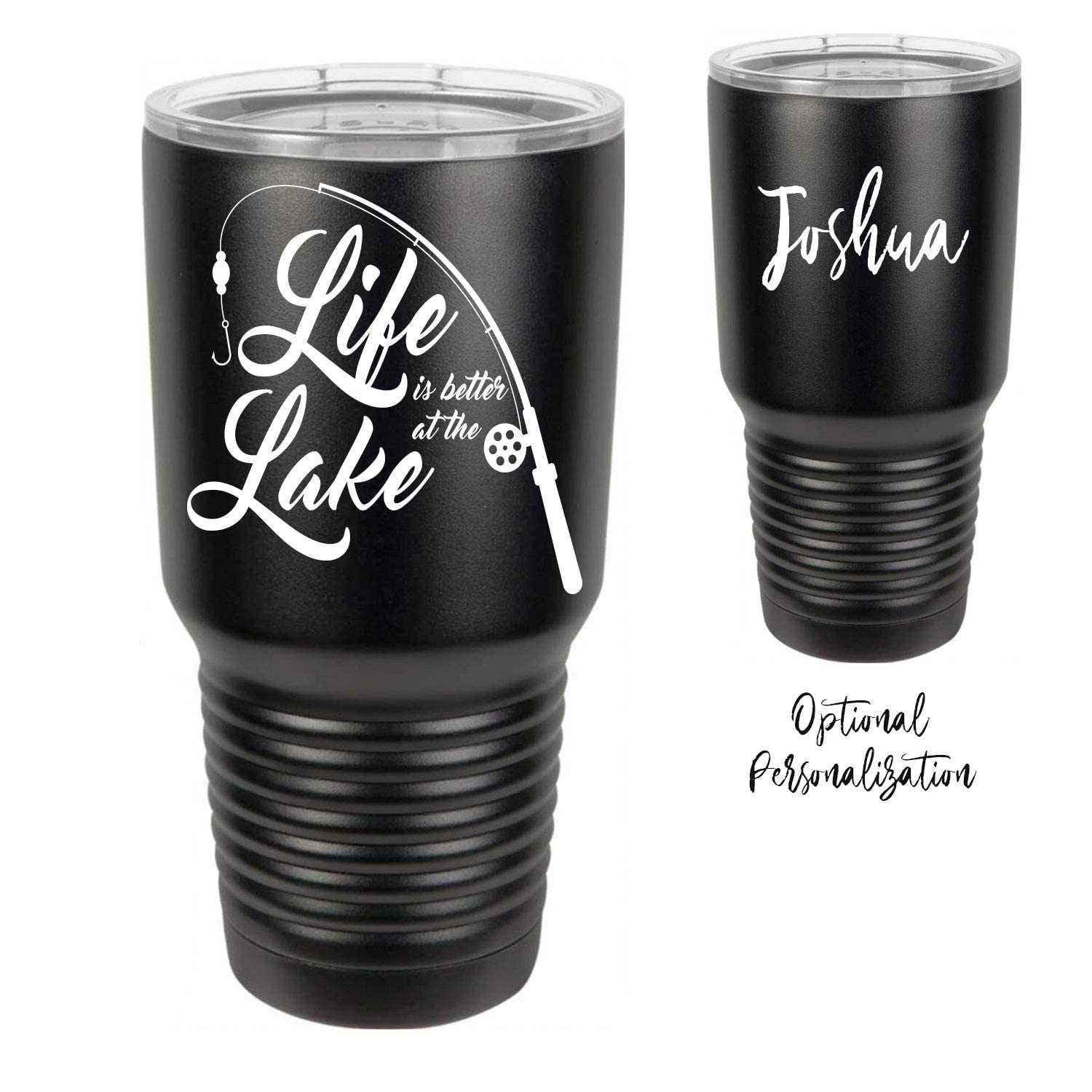 30oz & 20oz Insulated Tumbler Cup - Personalized Fishing & Travel Mug for Outdoor Adventures | Lake Life Stainless Steel Water Bottle for Camping, Hiking, Beach & Daily Use