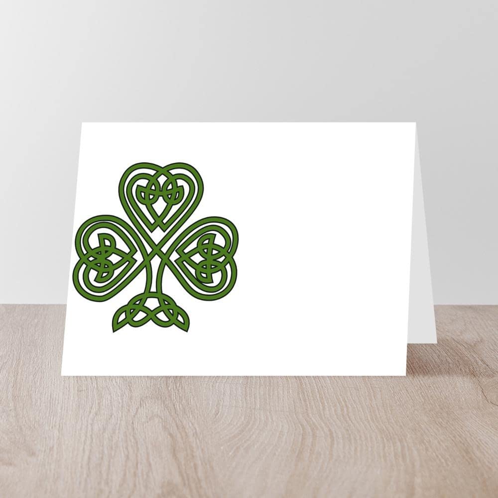Celtic Shamrock St. Patrick's Day Greeting Cards - 5x7 Inch Folded Card with Glossy Finish - Perfect for Irish Blessings, Holiday Wishes & Party Invitations