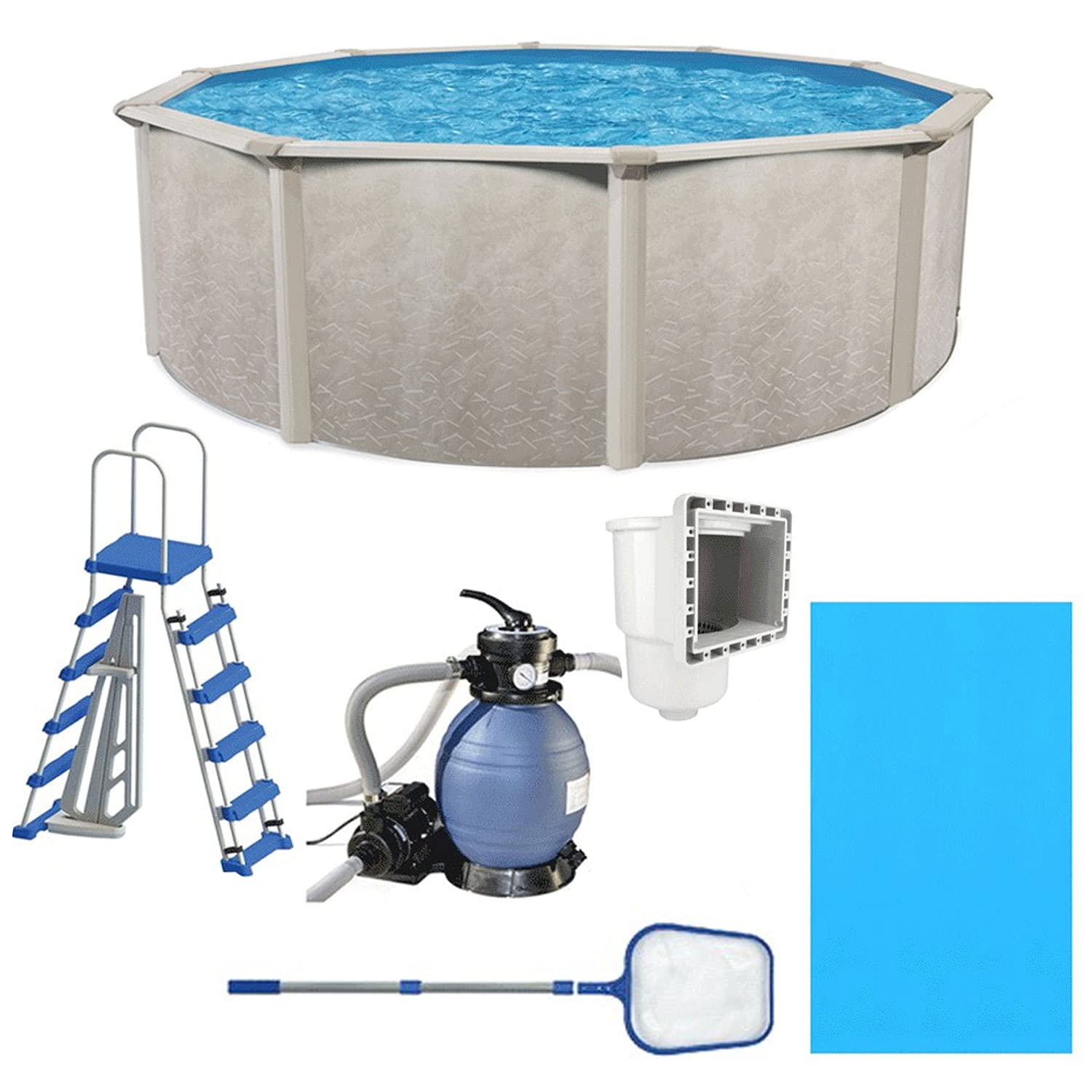 18' Aquarian Steel-Frame Above Ground Swimming Pool Kit with Pump & Leaf Skimmer | Durable Phoenix Design for Backyard, Family Fun & Summer Relaxation