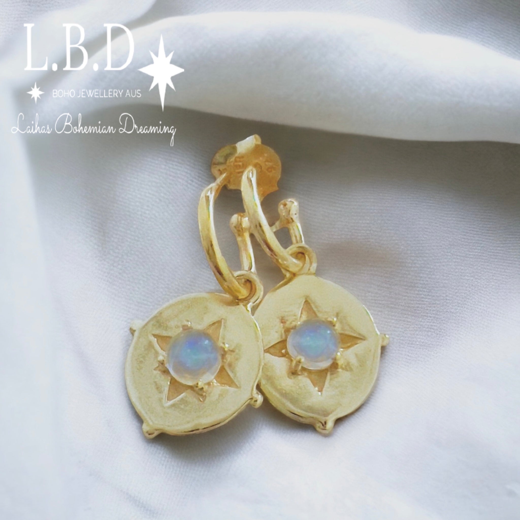 Hope & Guiding Light Gold Moonstone Hoop Earrings for Women - Spiritual Jewelry, Boho Chic Accessories for Meditation, Yoga & Everyday Wear