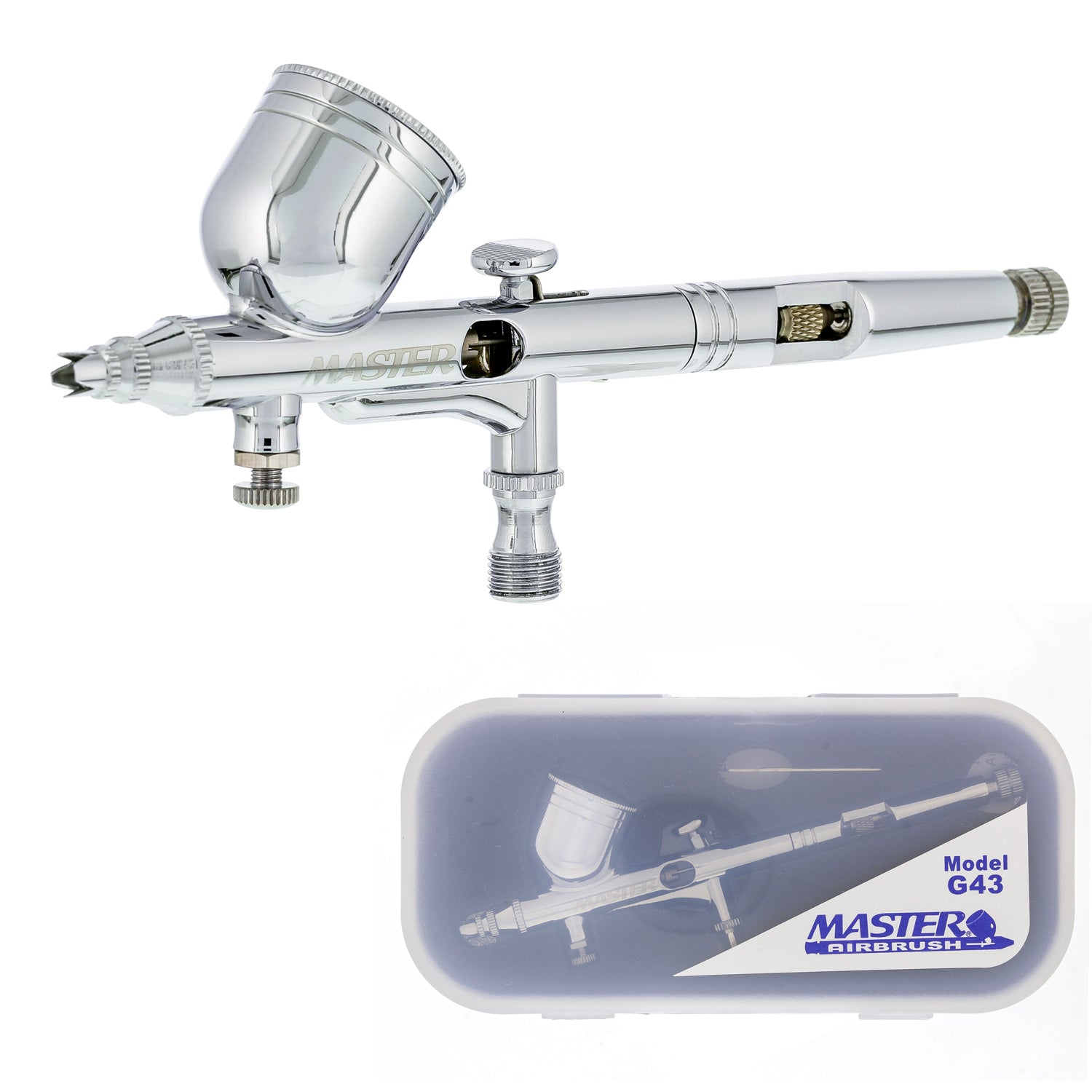 Professional G43 Dual Action Gravity Feed Airbrush Kit - High Precision 0.2mm Nozzle, 1/3oz Cup with Air Control Valve - Perfect for Miniature Painting, Model Building & Cake Decorating