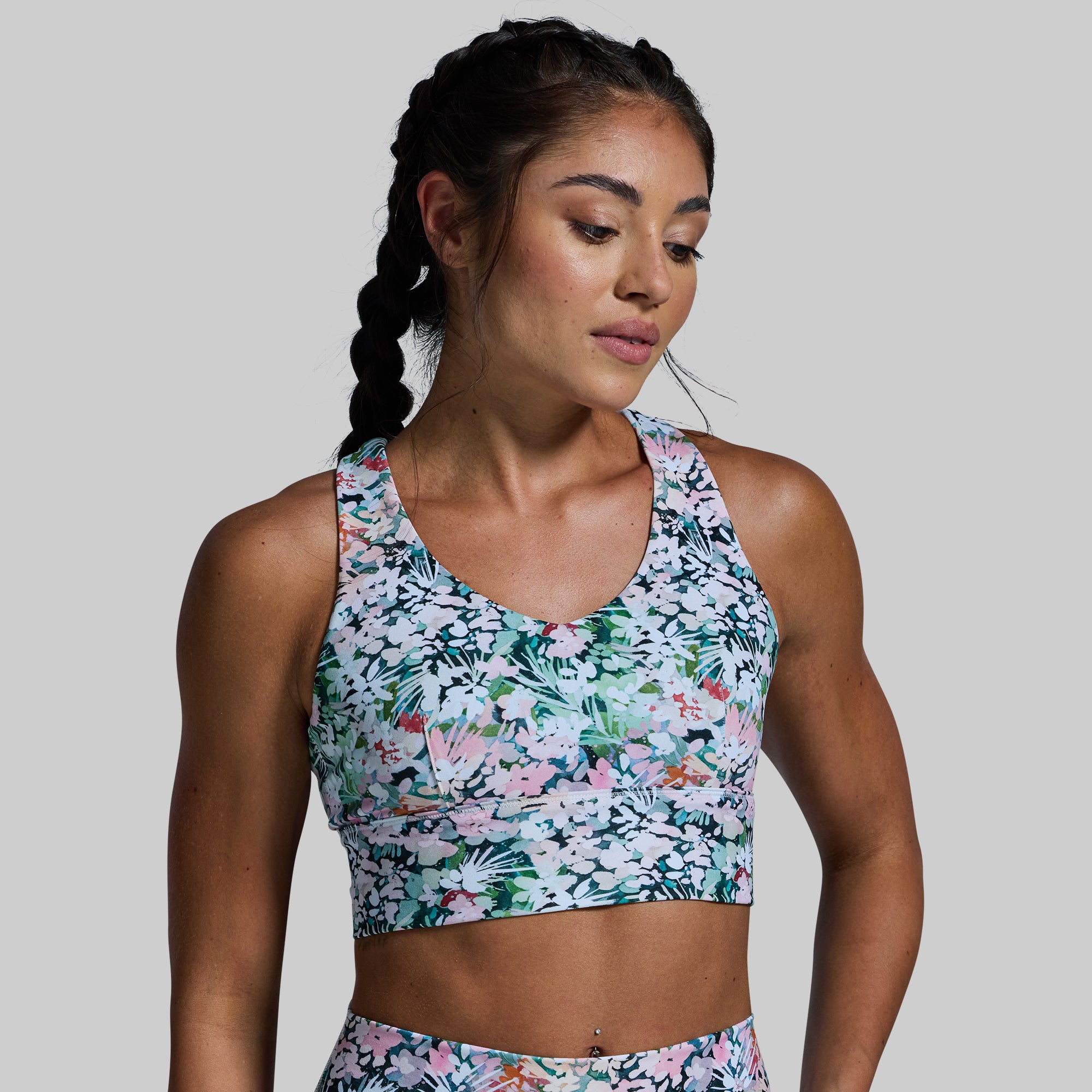 X Factor Sports Bra for Women - Floral Spice Print High Support Workout Top for Running, Yoga & Gym - Moisture Wicking & Breathable Activewear