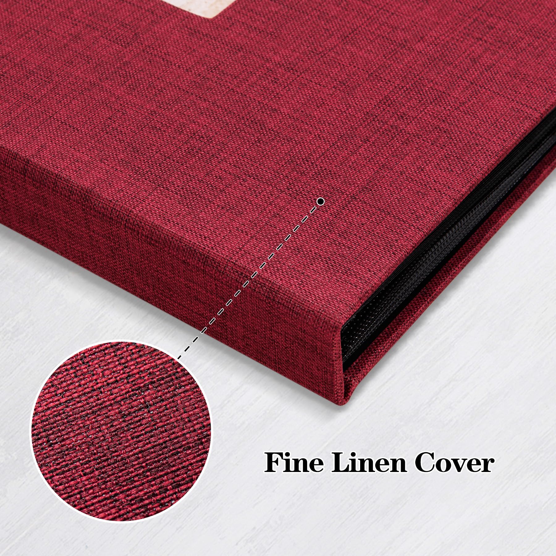 2 Pack Small 4x6 Photo Album with Linen Cover & Display Window - Holds 52 Vertical Pockets for Artwork, Postcards & Pictures - Perfect for Wedding Photos, Baby Memories & Travel Souvenirs (Red)
