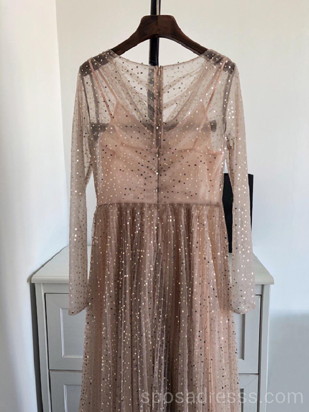 Sparkly Tulle Long Sleeve Evening Prom Dress for Women - Elegant Sweet 16 Party Gown - Perfect for Homecoming, Quinceañera & Formal Events - Style #18568