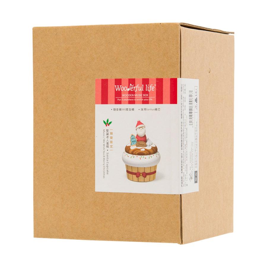 WOODERFUL LIFE Music Go Round Christmas Santa Cupcake - Handmade Wooden Musical Carousel for Holiday Decor & Gift Giving