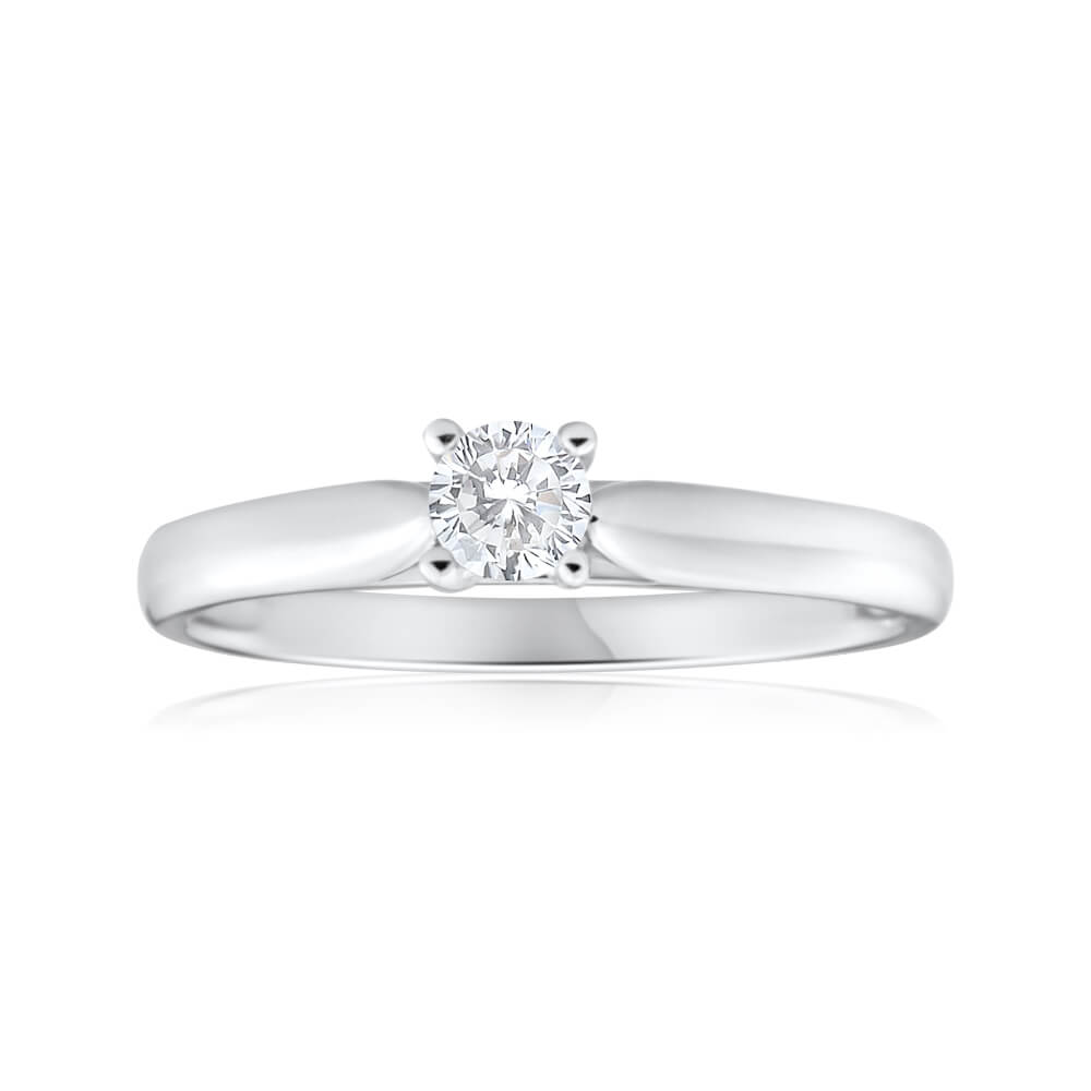 18ct White Gold Diamond Ring for Women - Elegant Solitaire Engagement & Wedding Band - Perfect for Proposals, Anniversaries, and Special Occasions