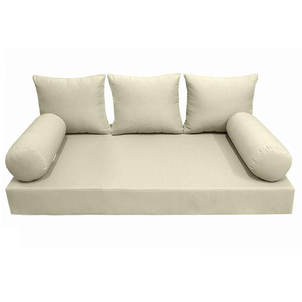 Prolinemax Style3 Twin Size 6-Piece Outdoor Daybed Set - Knife Edge Mattress Cover, Bolster Pillow & Fitted Sheet - Perfect for Patio, Poolside & Garden Lounging
