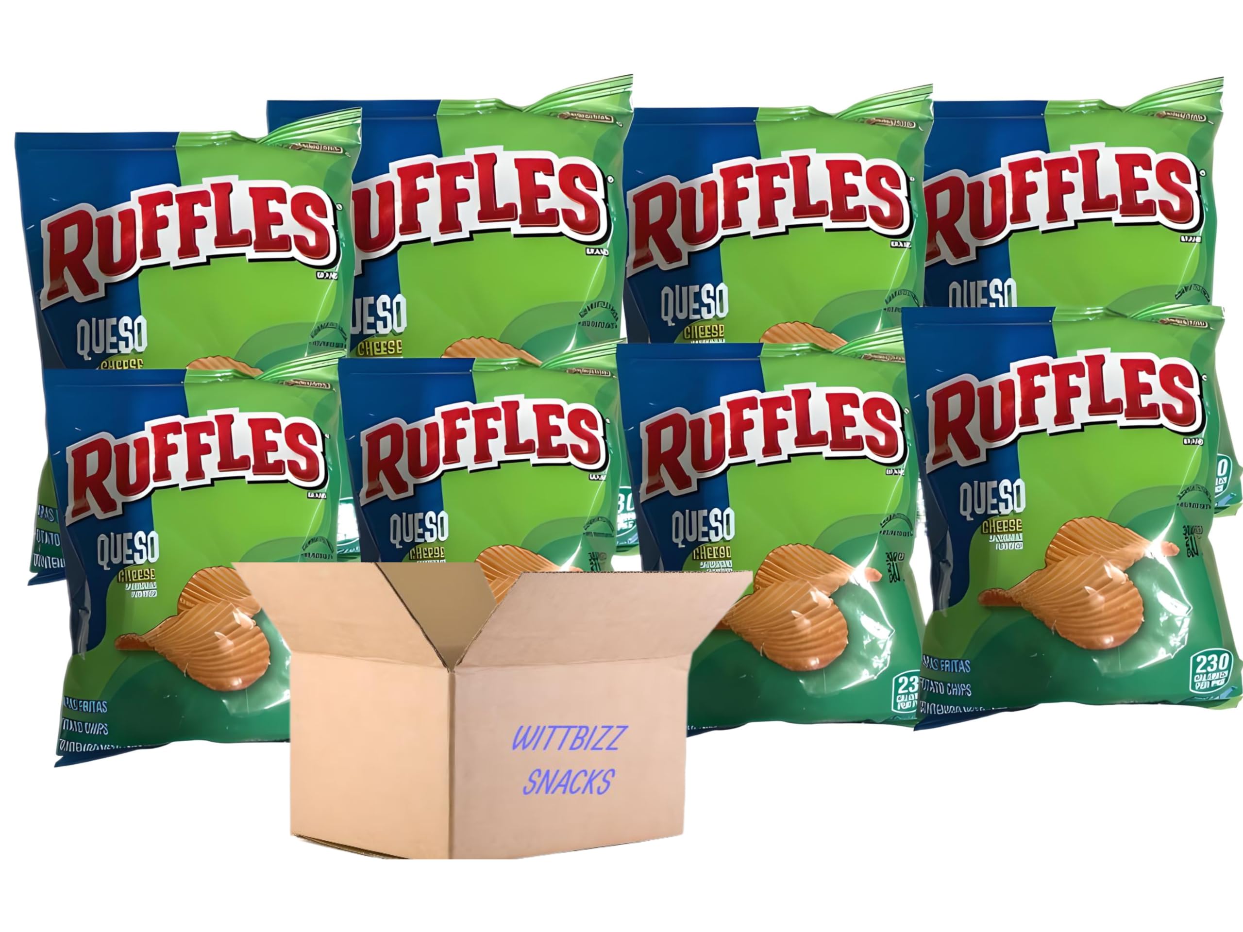 Wittbizz Snacks Ruffles Queso Tortilla Chips - 1.5 Oz (Pack of 8) | Authentic Mexican Cheese Flavor | Perfect for Parties, Movie Nights & Snacking