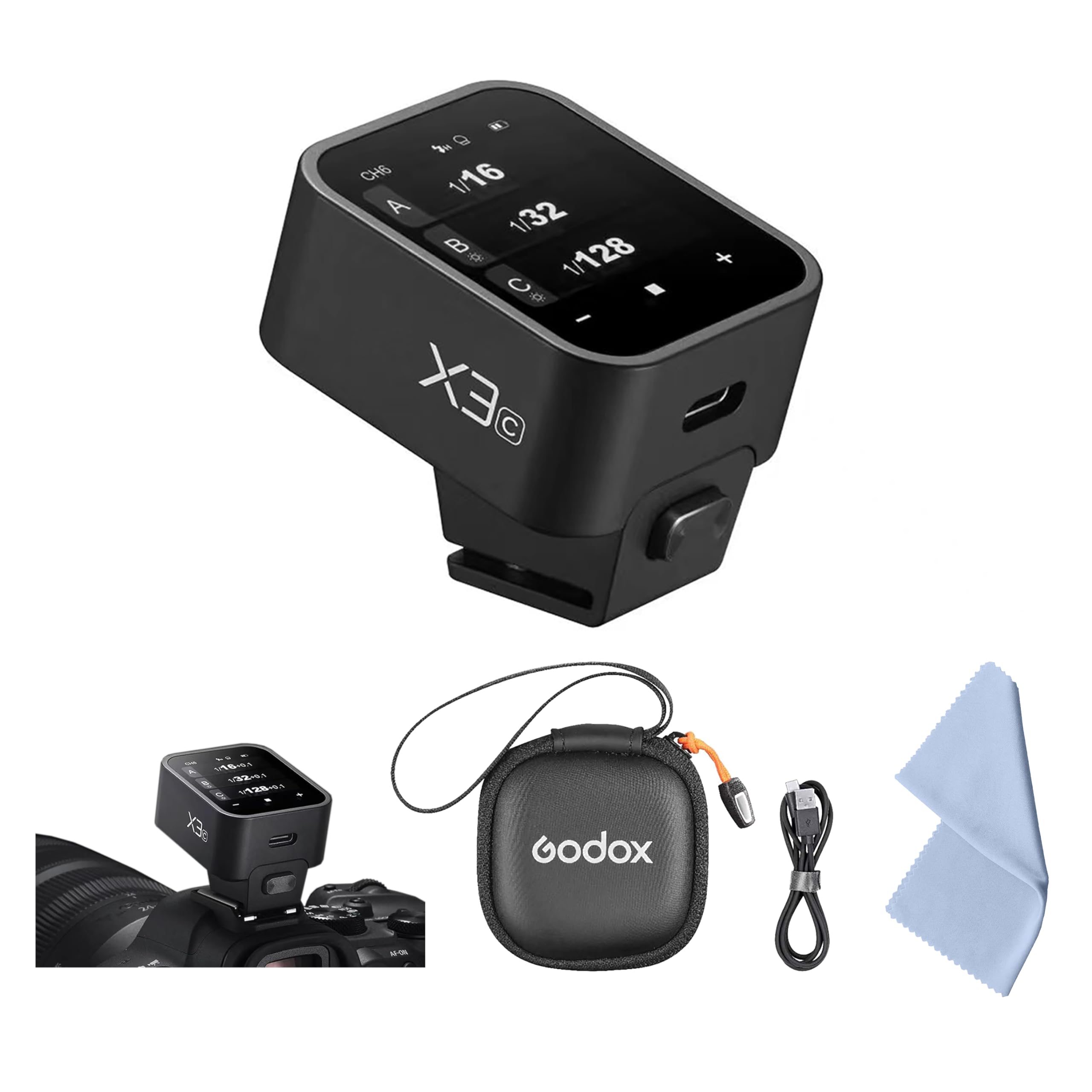 Godox X3 C TTL Wireless Flash Trigger for Canon - Touchscreen Control, TCM Conversion, Quick Charge, Wireless Sync - Perfect for Studio & Outdoor Photography