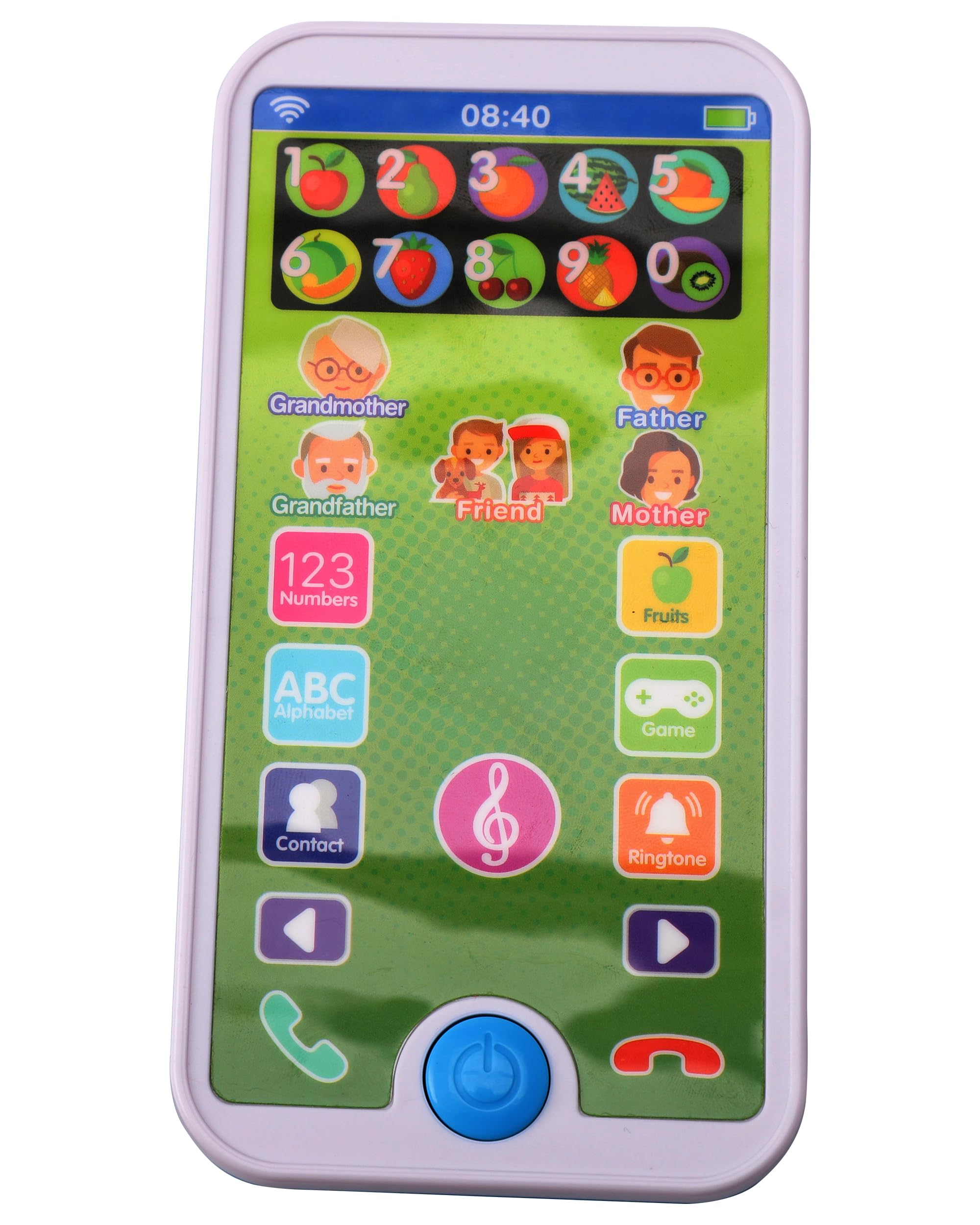 Skywin Kids Toy Phone - Realistic Blue Educational Cell Phone for Toddlers 1-3, 7 Interactive Functions, Fake Smartphone for Early Learning, Perfect for Home, Travel & Preschool Play