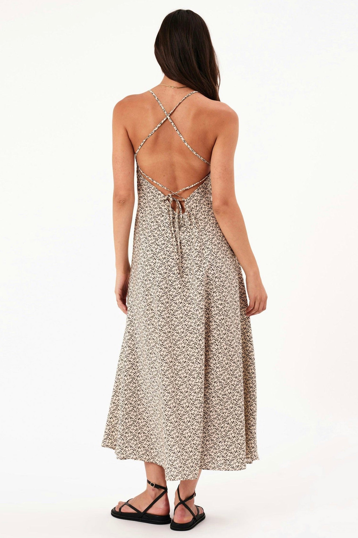 Dinali Women's Strappy Midi Dress - Floral Print Summer Sundress for Beach Vacation, Date Night & Party Wear