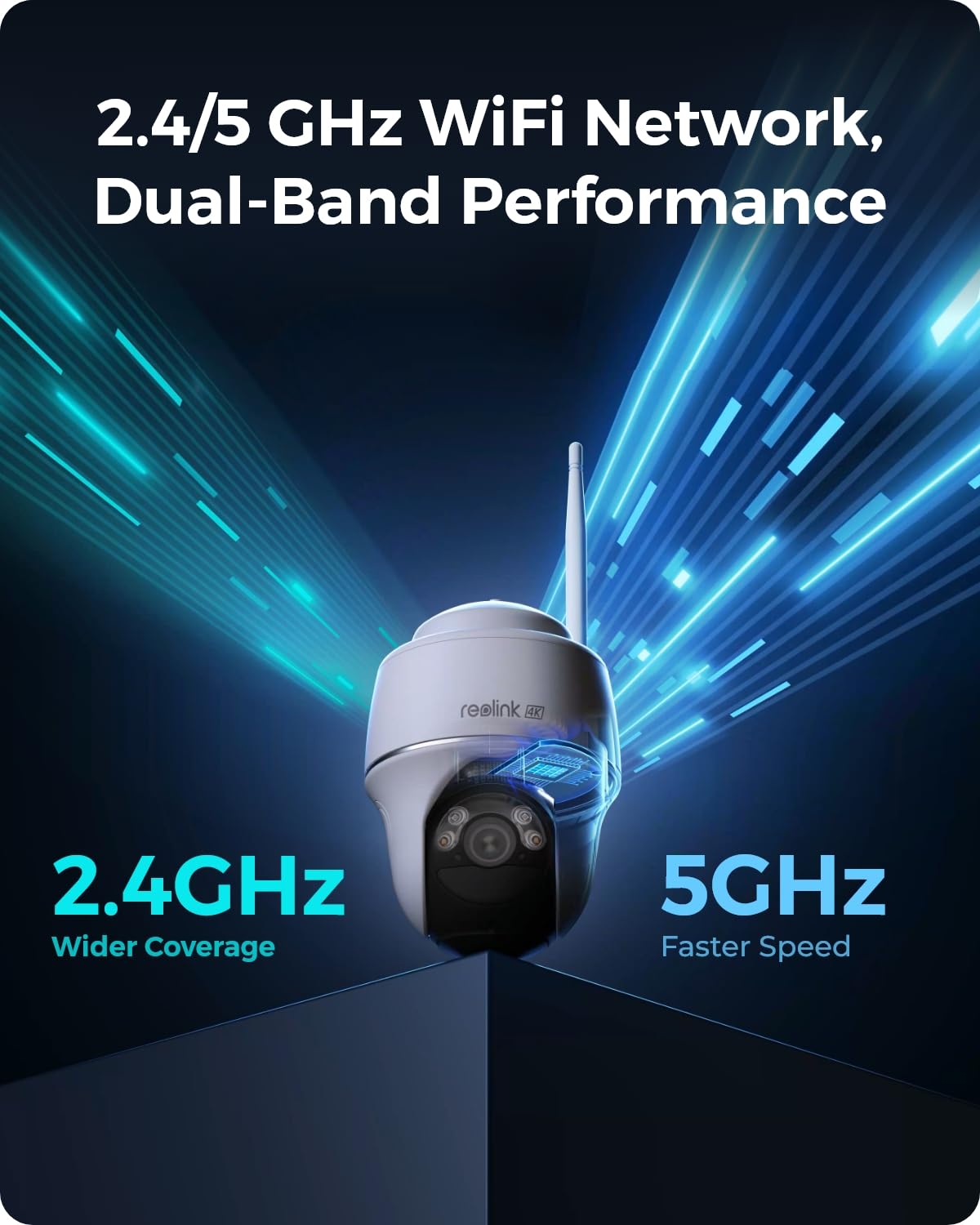 REOLINK 4K Solar Wireless Outdoor Security Camera System - 360° Pan & 140° Tilt, Smart Motion Detection, 2.4G/5G Wi-Fi, Encrypted Local Storage, No Monthly Fee - Ideal for Home Surveillance, Backyard Monitoring, and Business Security